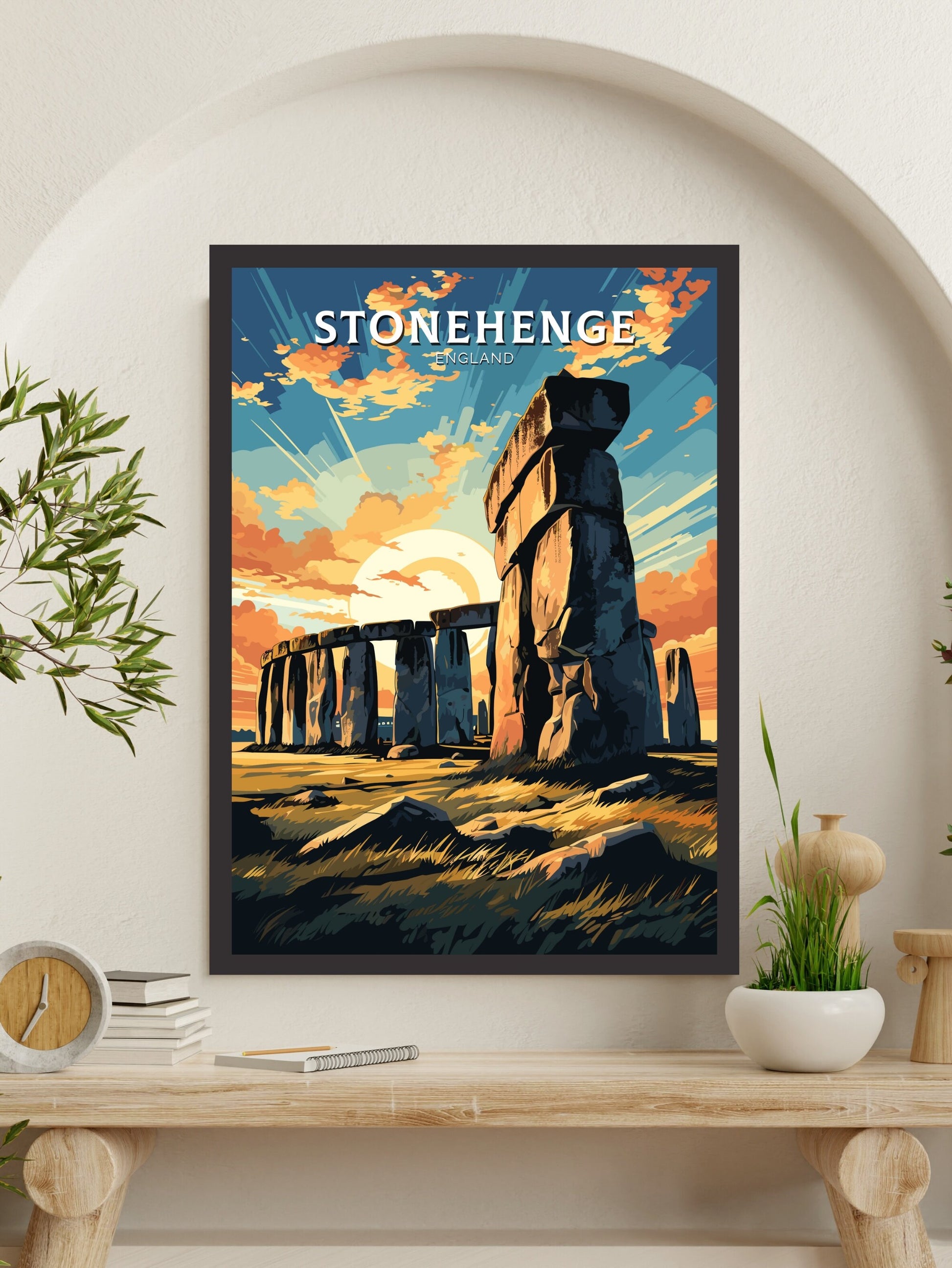 Stonehenge Travel Print | Stonehenge Illustration | Stonehenge Wall Art | Stonehenge Print | UK Home Decor | Stonehenge Poster | ID 009