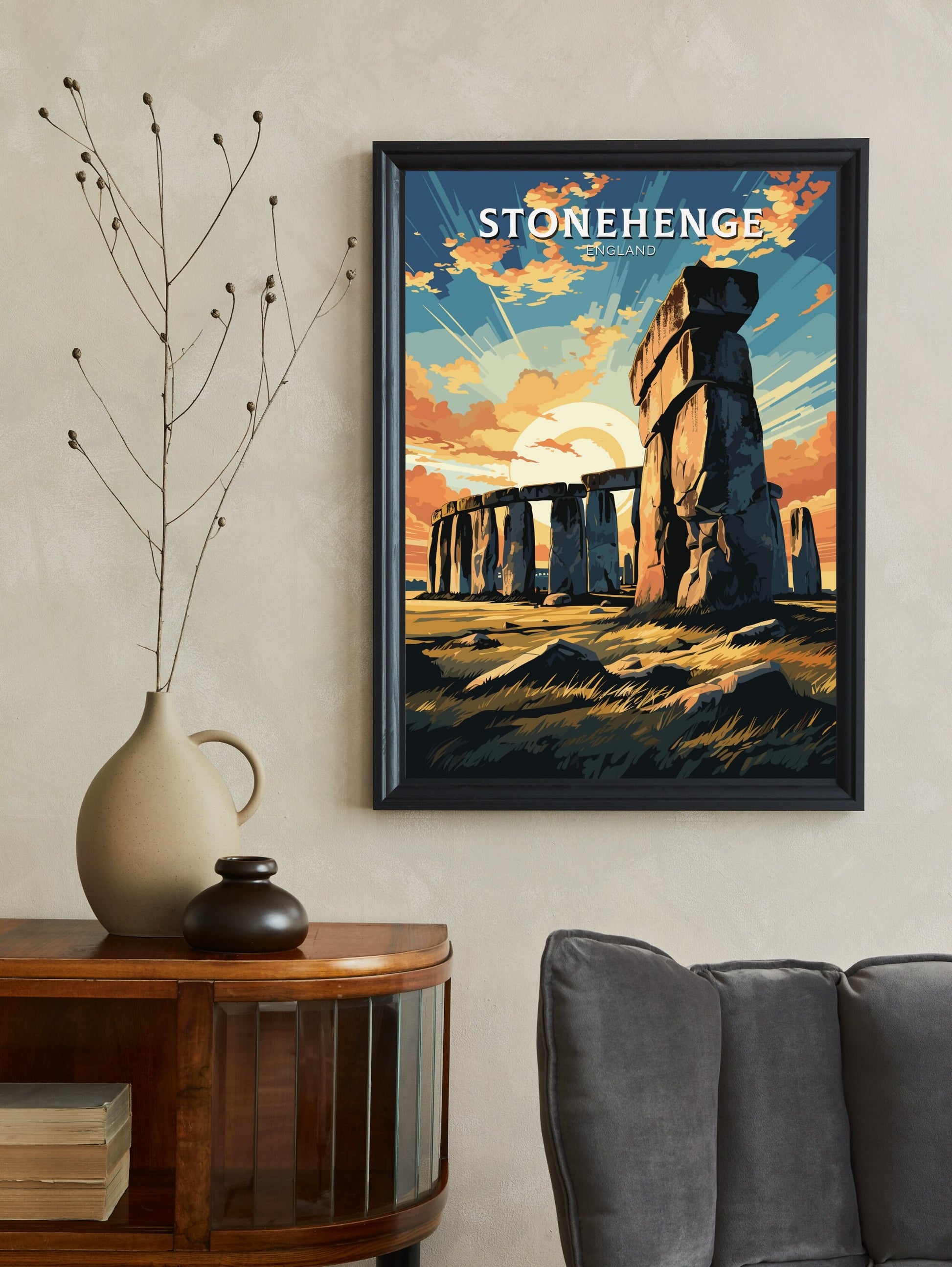 Stonehenge Travel Print | Stonehenge Illustration | Stonehenge Wall Art | Stonehenge Print | UK Home Decor | Stonehenge Poster | ID 009