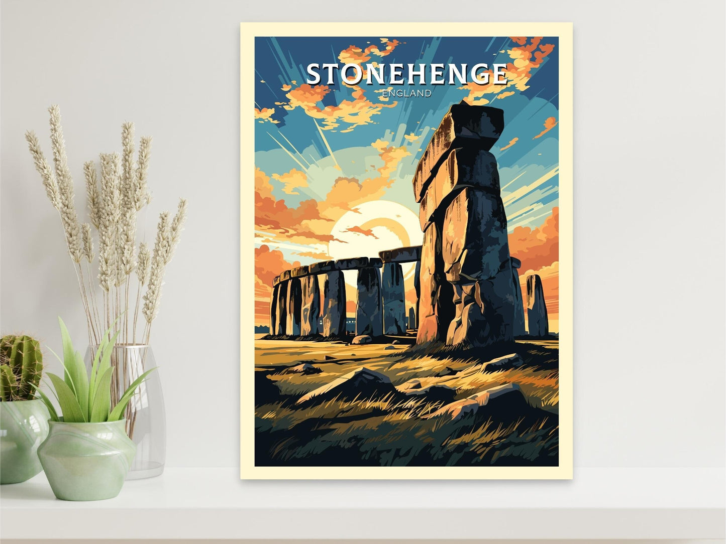 Stonehenge Travel Print | Stonehenge Illustration | Stonehenge Wall Art | Stonehenge Print | UK Home Decor | Stonehenge Poster | ID 009