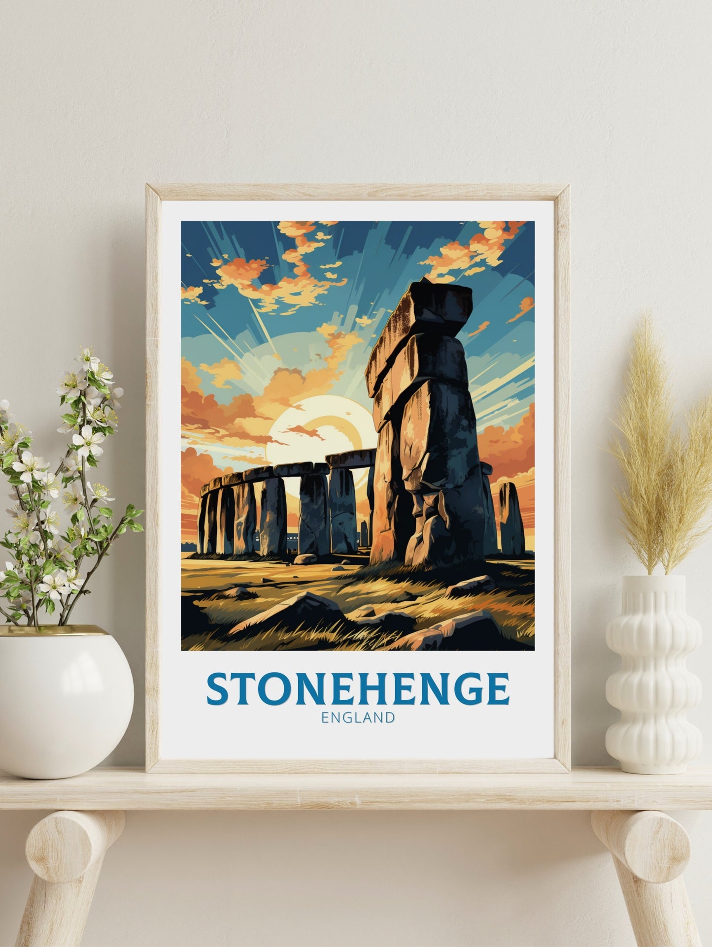 Stonehenge Travel Poster | Stonehenge Illustration | Stonehenge Wall Art | Stonehenge Poster | UK Home Décor | Stonehenge Print | ID 358