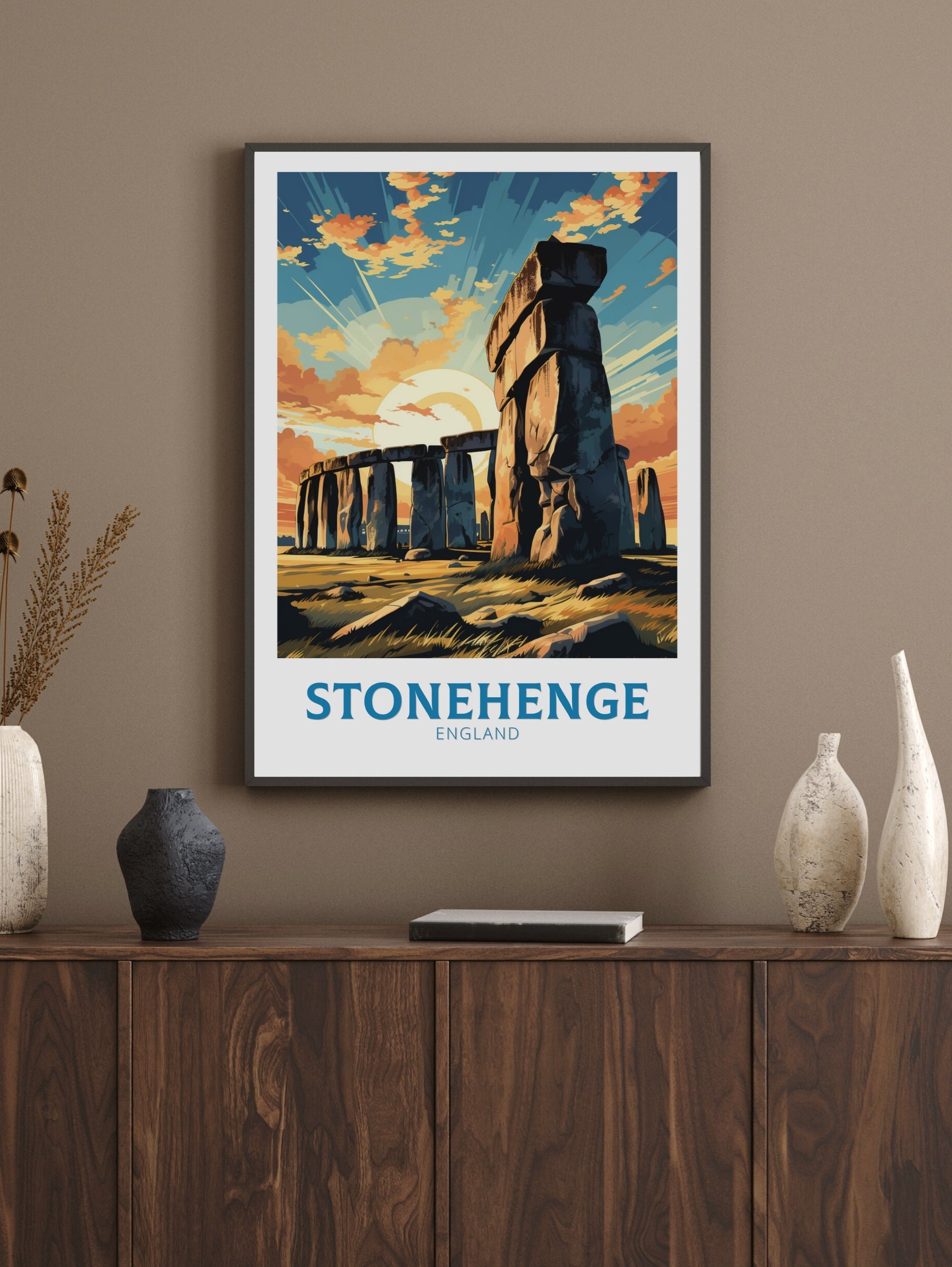 Stonehenge Travel Poster | Stonehenge Illustration | Stonehenge Wall Art | Stonehenge Poster | UK Home Décor | Stonehenge Print | ID 358