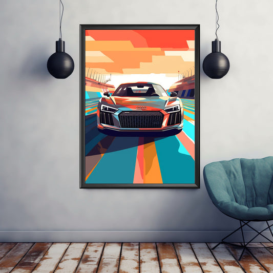 Audi R8 Poster, Audi R8 Print, Audi Wall Art, Modern Classic Car Print, Race Car Print, Car Print, Car Poster, Car Art, Audi R8 Artwork