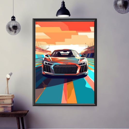 Audi R8 Poster, Audi R8 Print, Audi Wall Art, Modern Classic Car Print, Race Car Print, Car Print, Car Poster, Car Art, Audi R8 Artwork