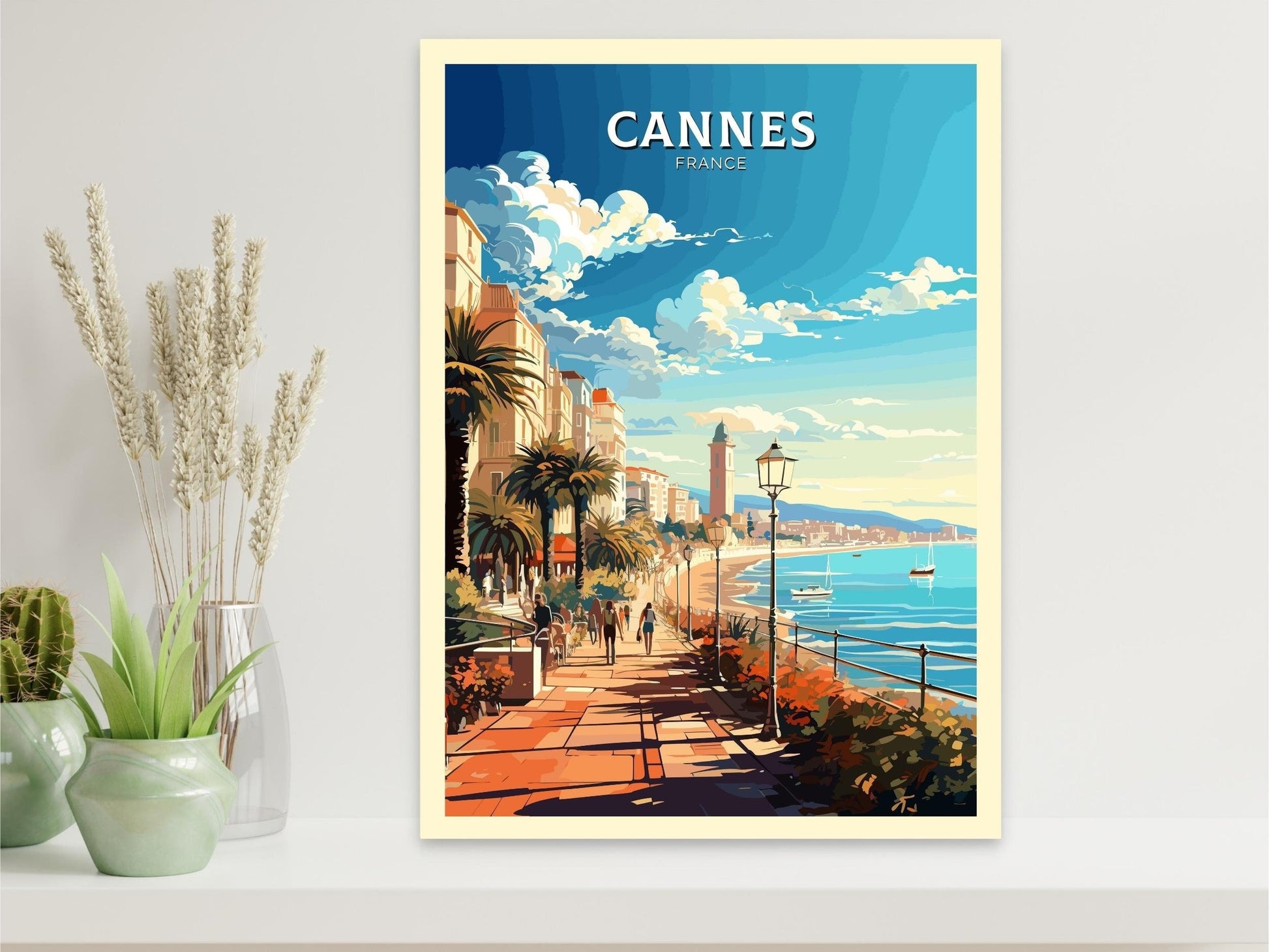 Cannes Travel Print | Cannes Travel Poster | Cannes Wall Art | France Poster | France Home Décor | Cannes Illustration | ID 550