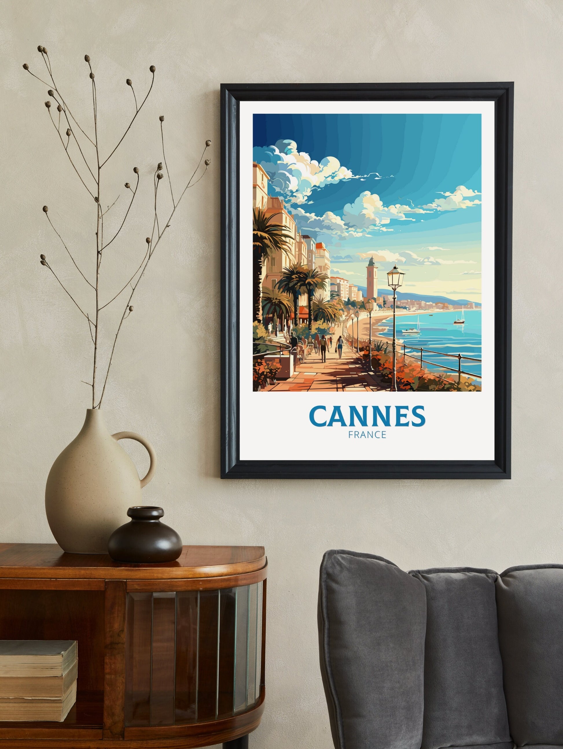 Cannes Travel Poster | Cannes Travel Print | Cannes Wall Art | France Poster | France Home Décor | Cannes Illustration | ID 551