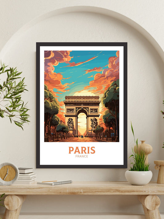 Paris Arc de Triomphe Poster | Arc de Triomphe Print | Paris Travel Print | Paris Wall Art | France Print | Paris Painting ID 553