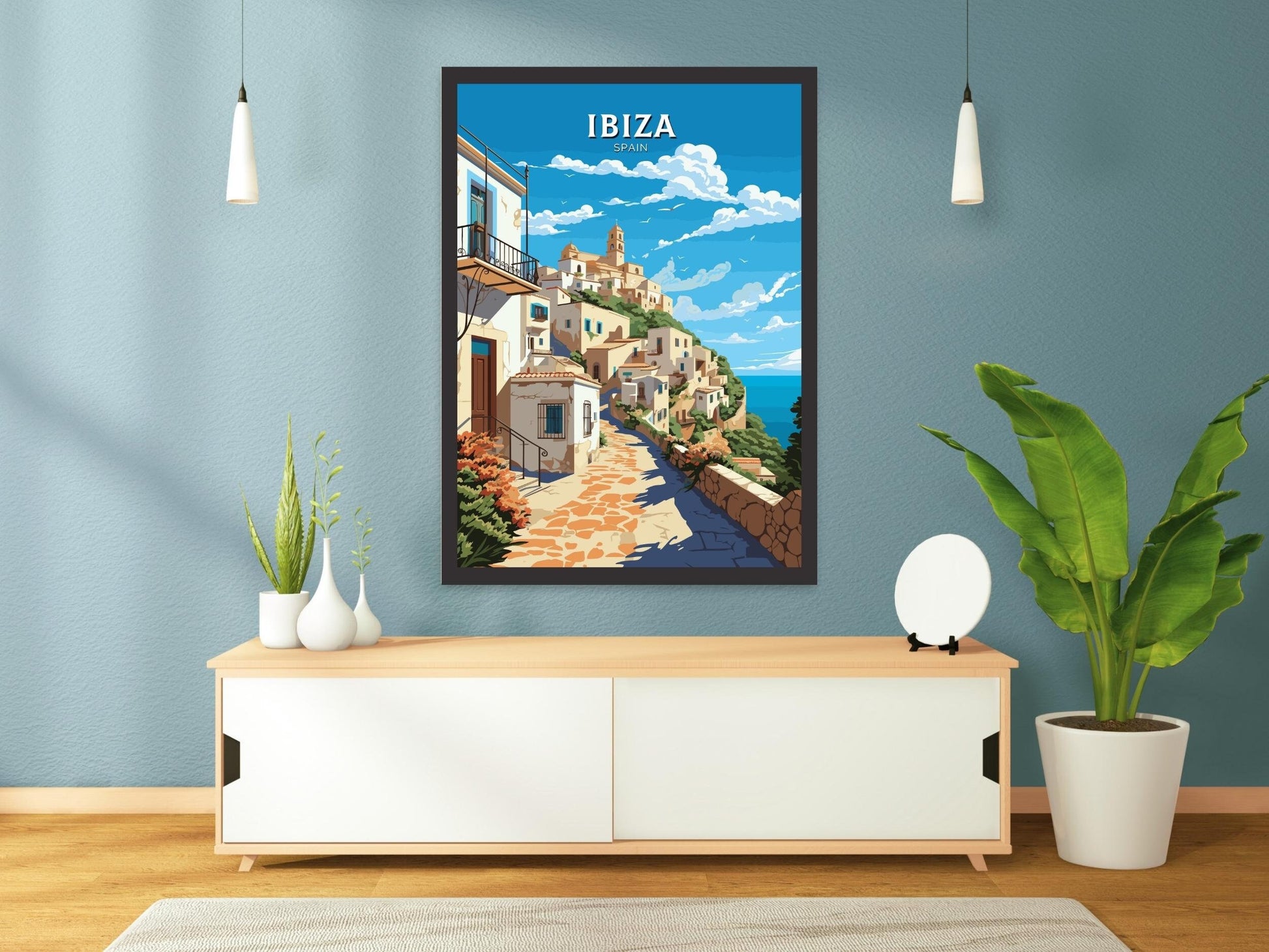 Ibiza Travel Poster | Ibiza Illustration | Ibiza Wall Art | Ibiza Print | Spain Poster | Spain Home Decor | Spain Poster | ID 558