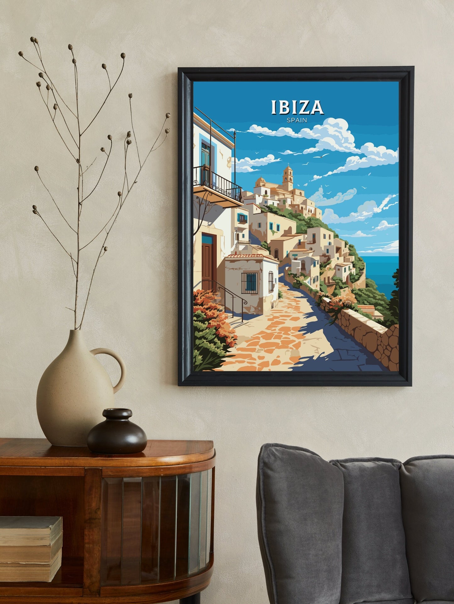 Ibiza Travel Poster | Ibiza Illustration | Ibiza Wall Art | Ibiza Print | Spain Poster | Spain Home Decor | Spain Poster | ID 558