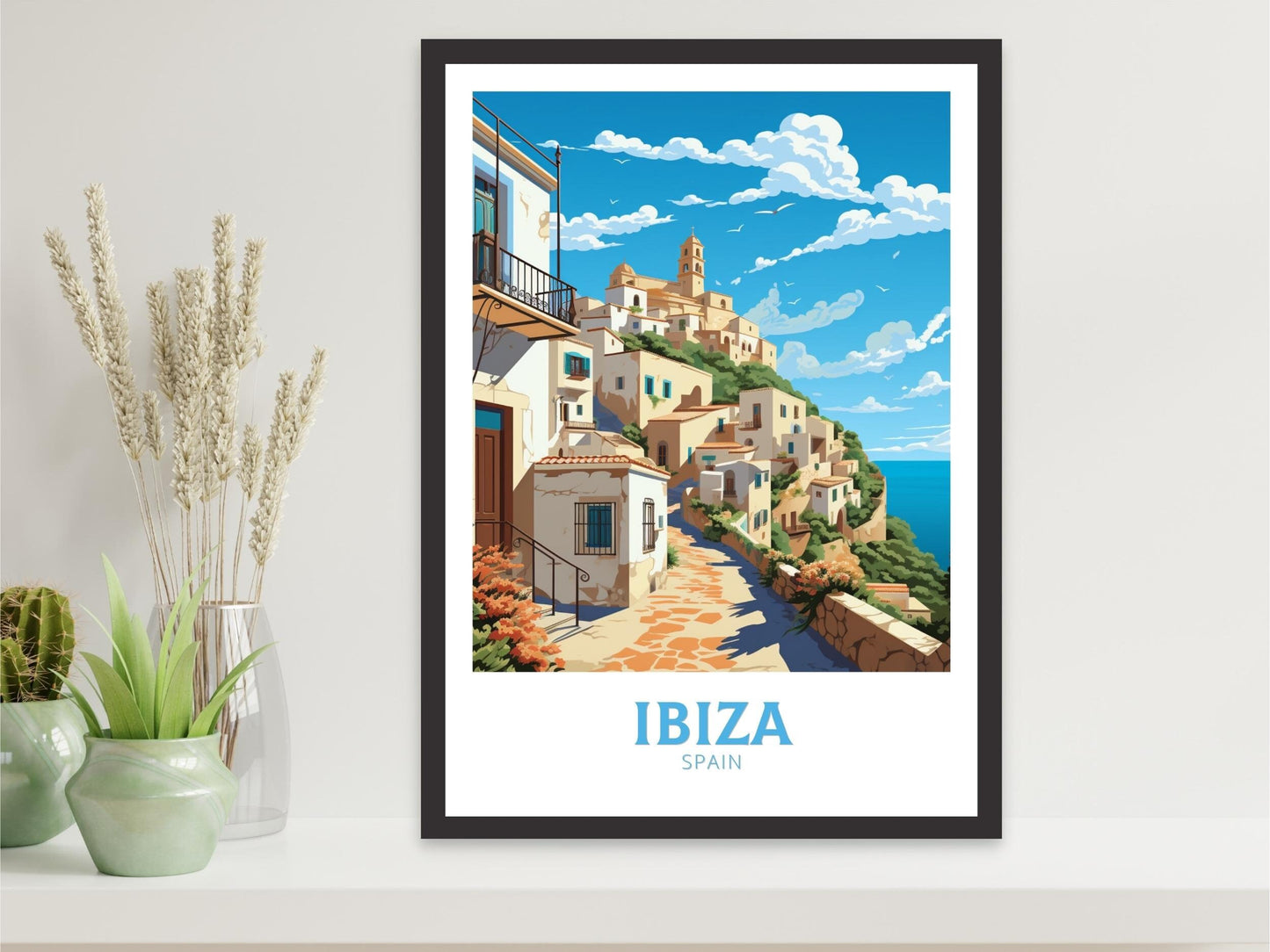 Ibiza Print | Ibiza Travel Poster | Ibiza Illustration | Ibiza Wall Art | Spain Poster | Spain Home Decor | Spain Poster | ID 559