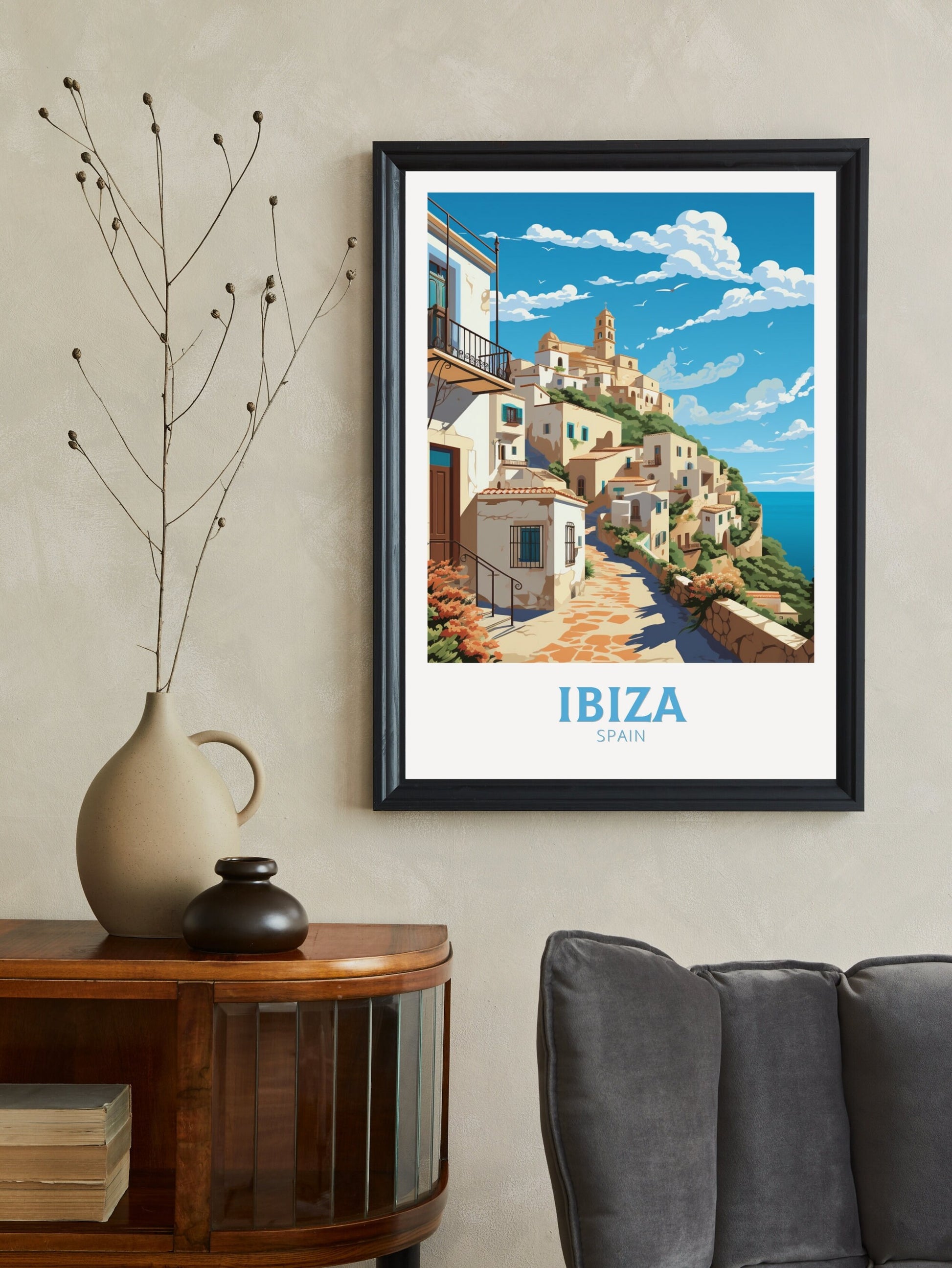 Ibiza Print | Ibiza Travel Poster | Ibiza Illustration | Ibiza Wall Art | Spain Poster | Spain Home Decor | Spain Poster | ID 559