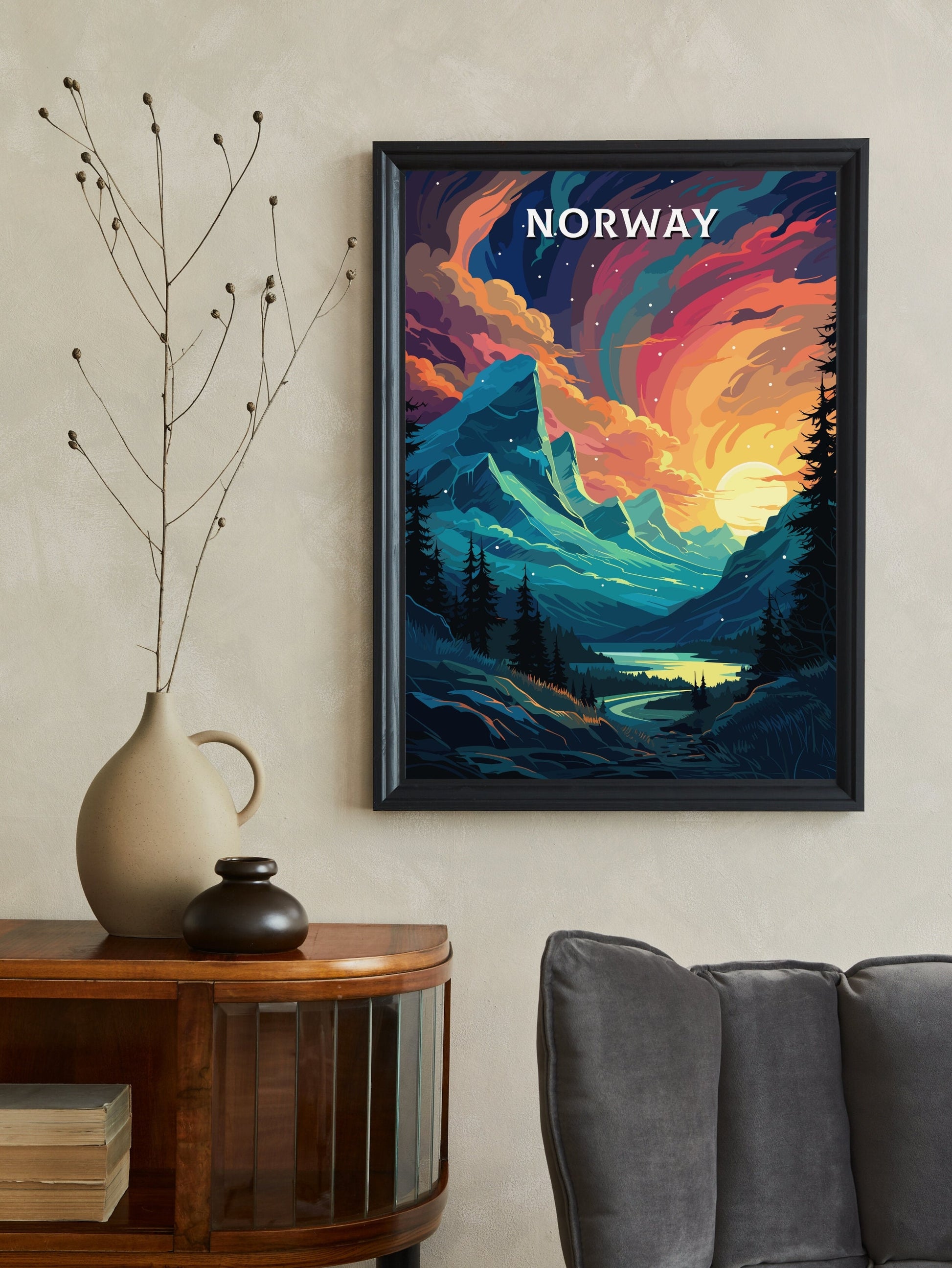 Norway Poster | Norway Travel Print| Norway Wall Art | Norway Print | Norway Travel Poster | Norway Fjords | Northern Lights Poster ID 560