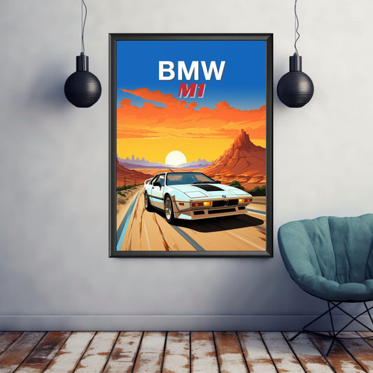 BMW M1 Poster, BMW M1 Print, 1980s Car, Vintage Car Print, Car Print, Car Poster, Car Art, Classic Car Print, Performance Car Print