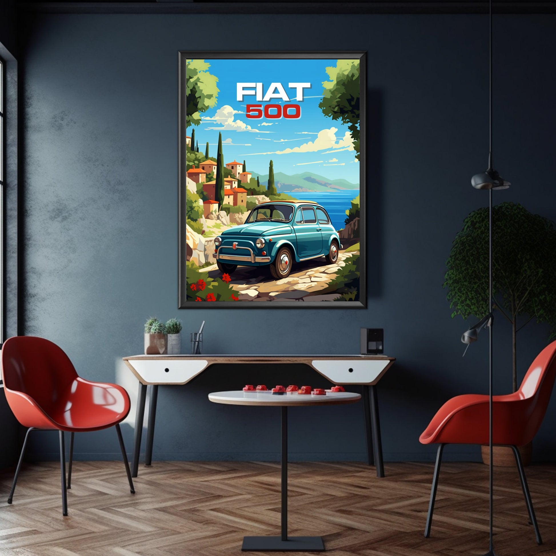 Fiat 500 Poster, Car Print, 1960s Car, Fiat 500 Print, Car Art, Classic car print, Italian Classic Print, Car Poster, Old-timer Print