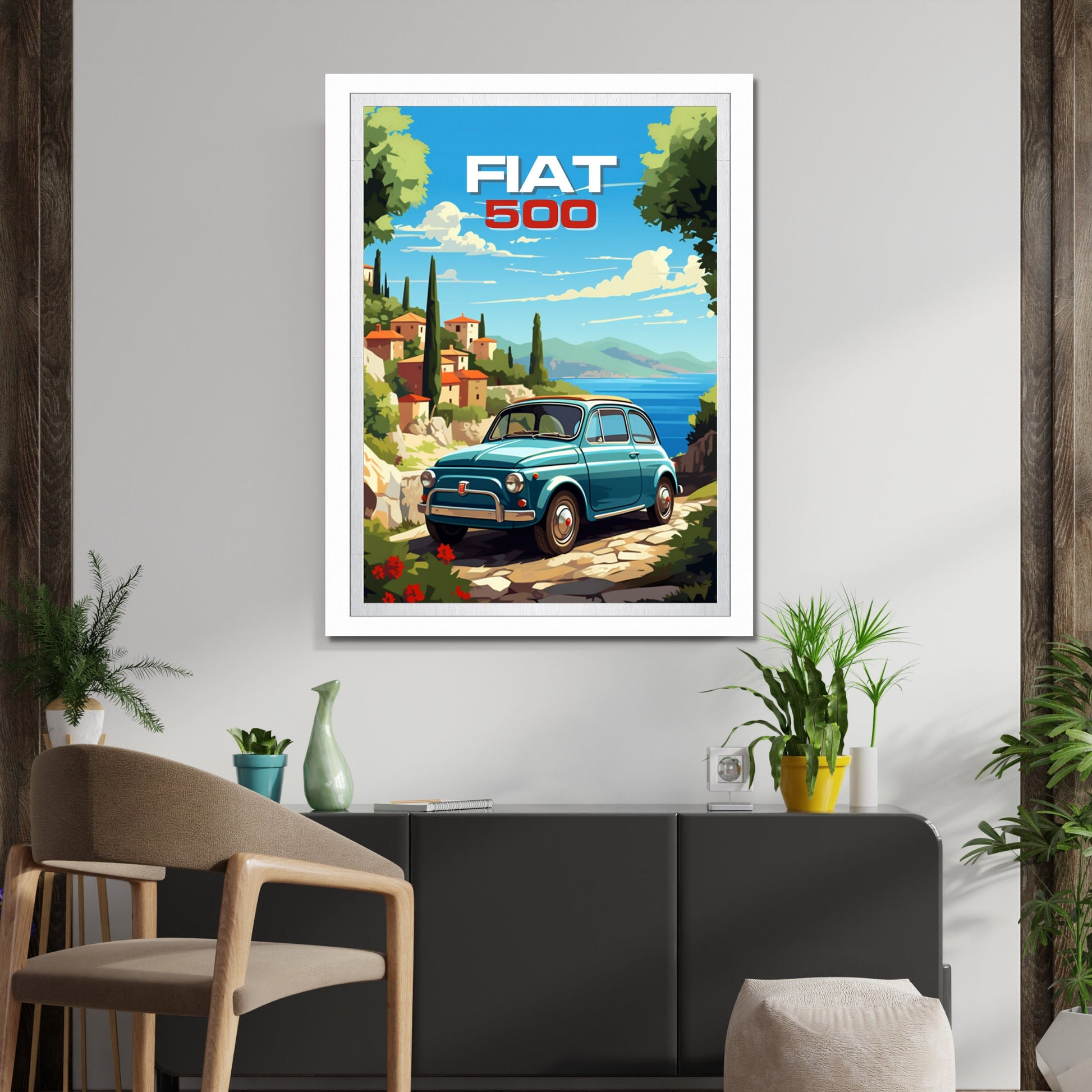 Fiat 500 Poster, Car Print, 1960s Car, Fiat 500 Print, Car Art, Classic car print, Italian Classic Print, Car Poster, Old-timer Print