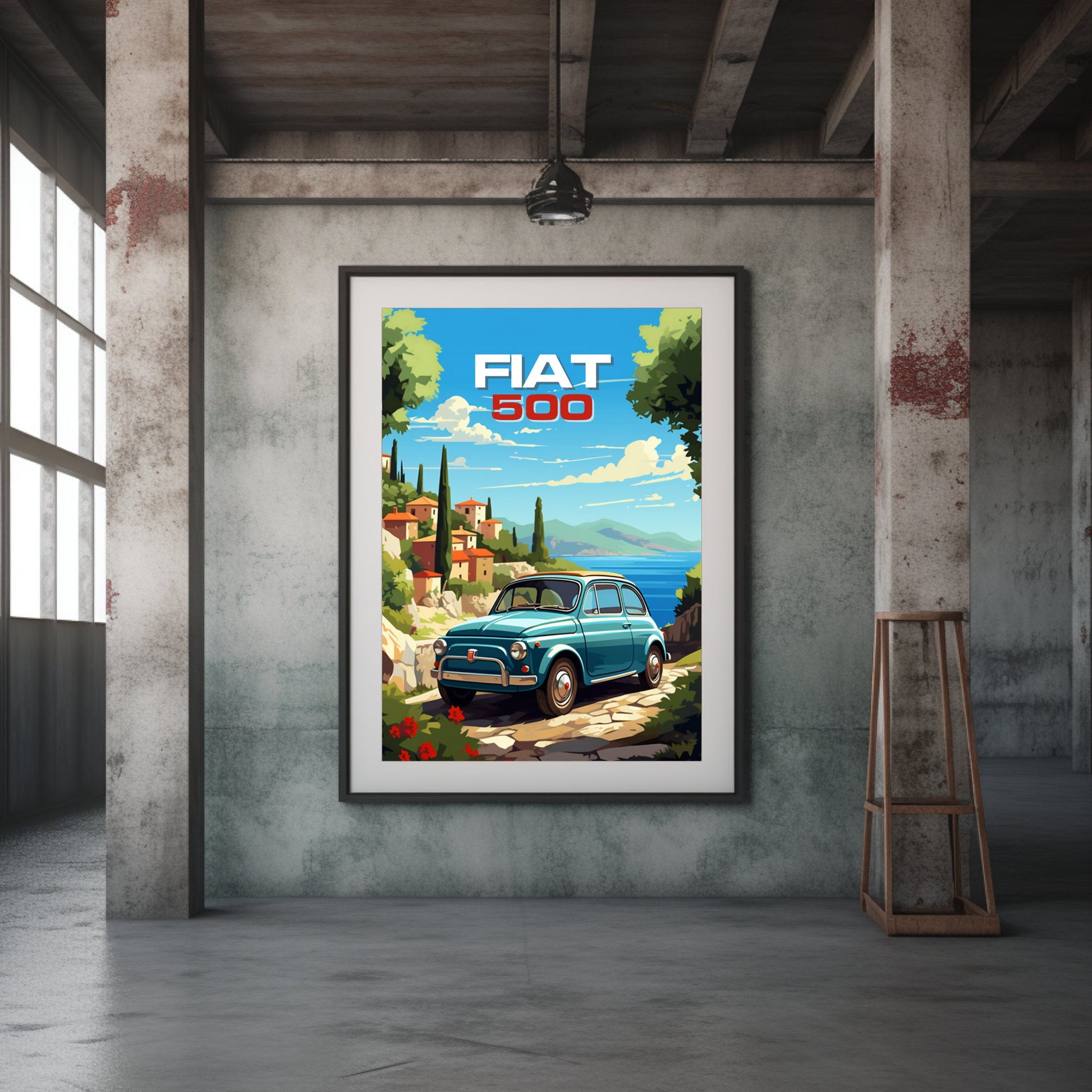 Fiat 500 Poster, Car Print, 1960s Car, Fiat 500 Print, Car Art, Classic car print, Italian Classic Print, Car Poster, Old-timer Print