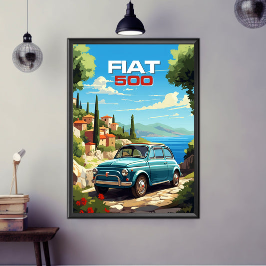Fiat 500 Poster, Car Print, 1960s Car, Fiat 500 Print, Car Art, Classic car print, Italian Classic Print, Car Poster, Old-timer Print