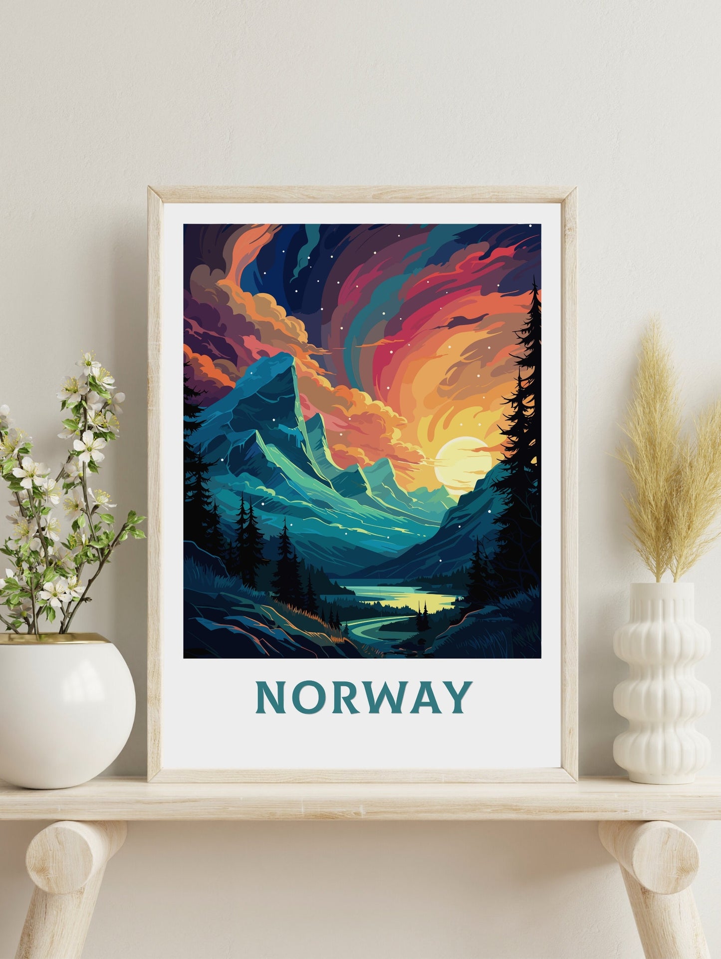 Norway Travel Print | Norway Poster | Norway Wall Art | Norway Print | Norway Travel Poster | Norway Fjords | Northern Lights Poster ID 561