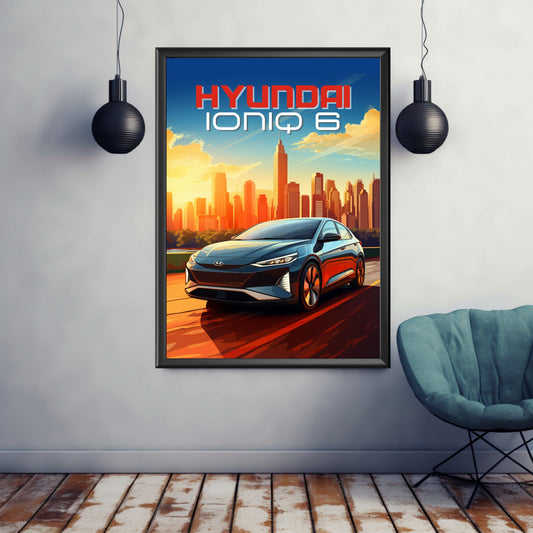 Hyundai Ioniq 6 Poster, Hyundai Ioniq 6 Print, 2010s Car, Electric Vehicle Print, Car Print, Car Poster, Car Art, Electric Car Print