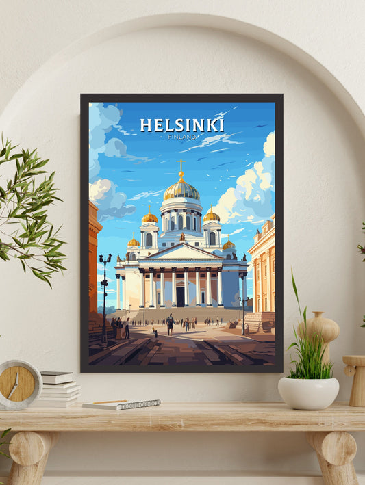 Helsinki Poster | Helsinki Print | Helsinki Art | Helsinki Travel Poster | Helsinki Illustration | Finland Print | Helsinki Cathedral ID 562