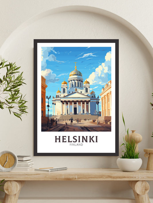 Helsinki Print | Helsinki Poster | Helsinki Art | Helsinki Travel Poster | Helsinki Illustration | Finland Print | Helsinki Cathedral ID 563