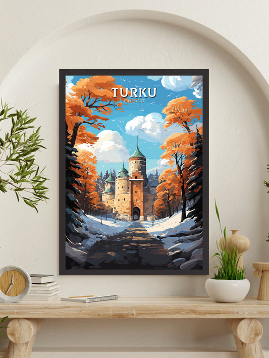 Turku Poster | Turku Print | Turku Art | Turku Travel Print | Turku Illustration | Turku Finland Print | Turku Castle Finland ID 566