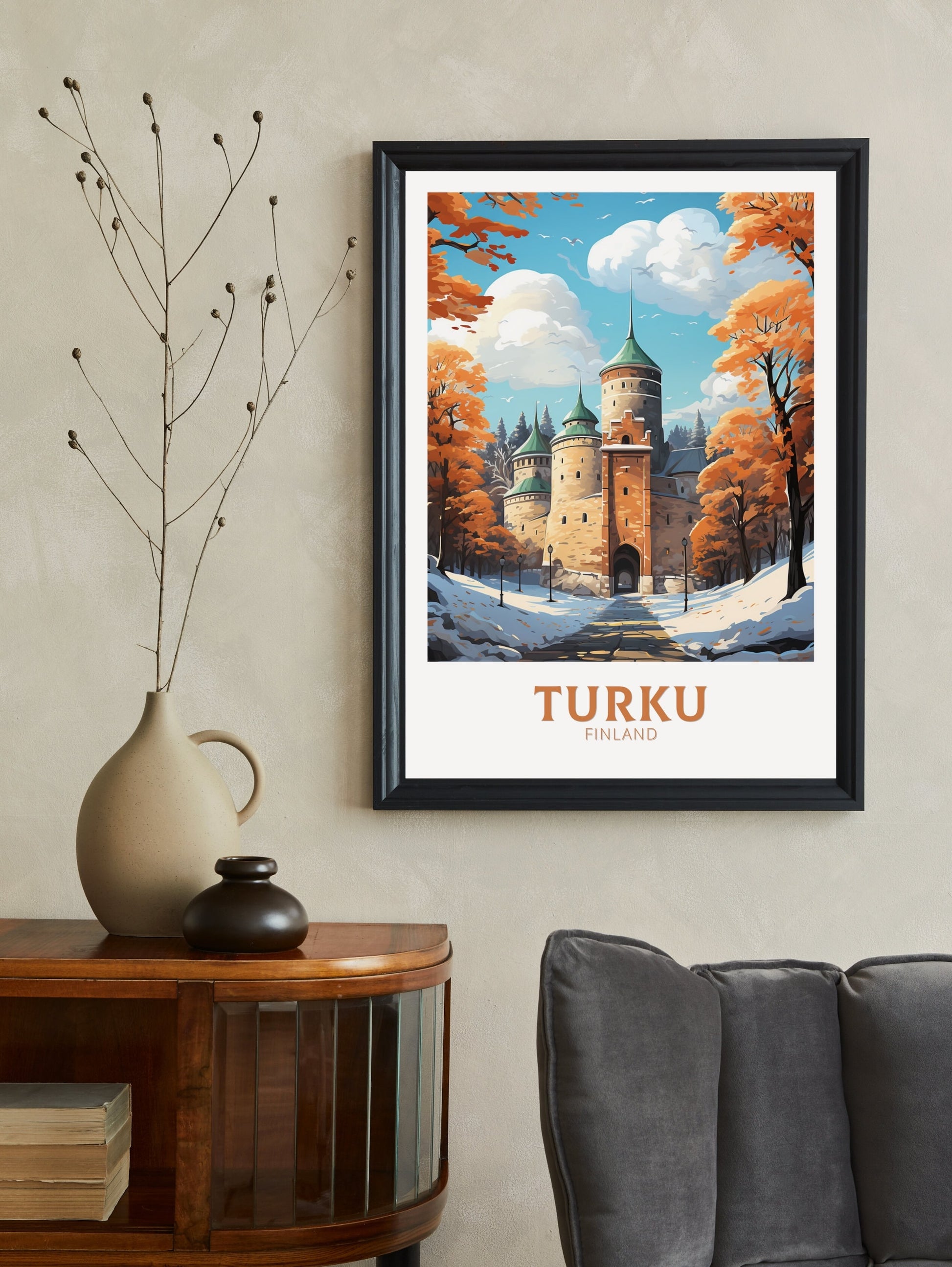 Turku Travel Print | Turku Poster | Turku Print | Turku Art | Turku Illustration | Turku Finland Print | Turku Castle Finland ID 567