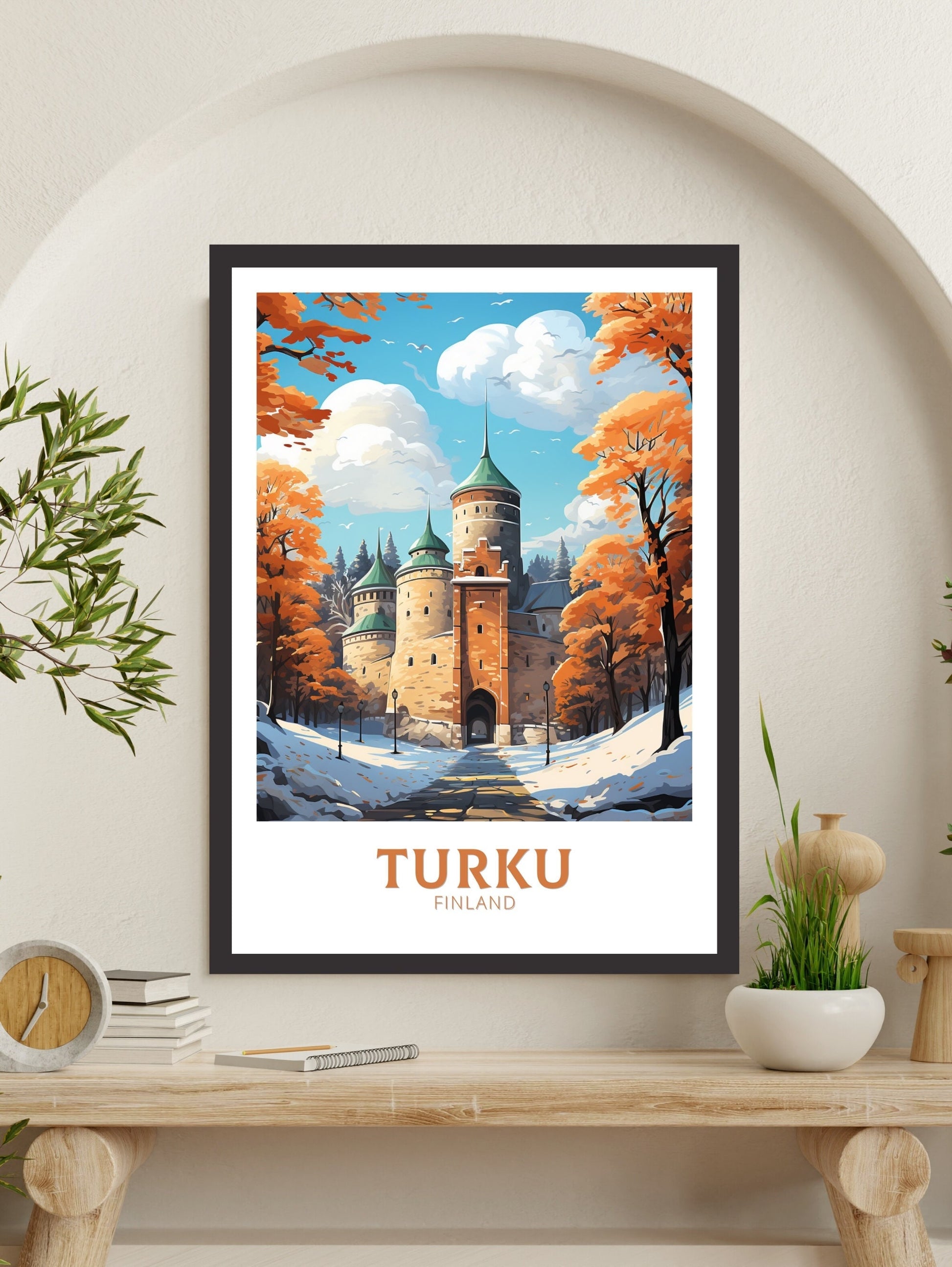 Turku Travel Print | Turku Poster | Turku Print | Turku Art | Turku Illustration | Turku Finland Print | Turku Castle Finland ID 567