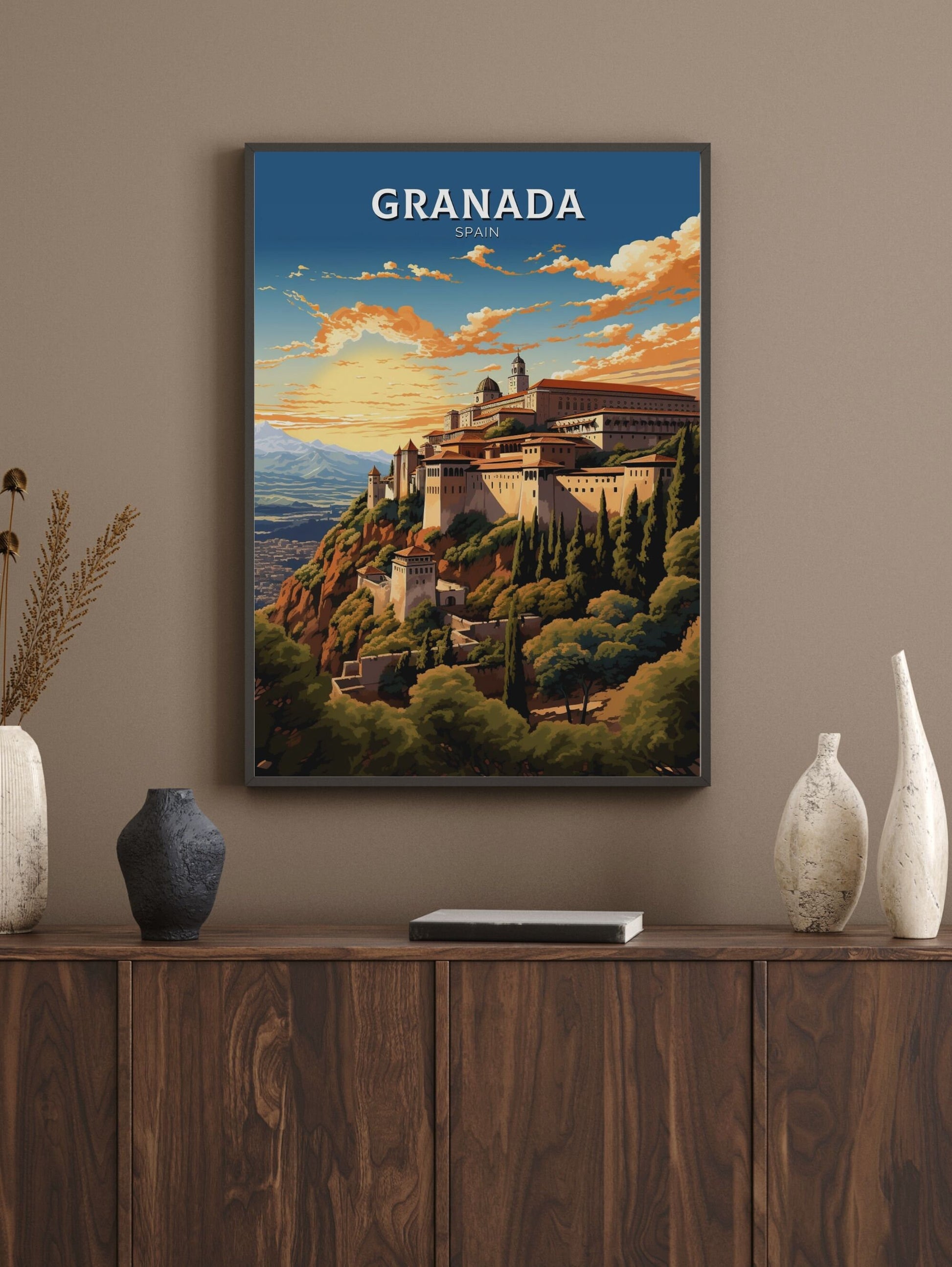 Granada Print | Granada Travel Poster | Granada Illustration | Granada Wall Art | Spain Print | Granada Spain Painting | Granada Art ID 600