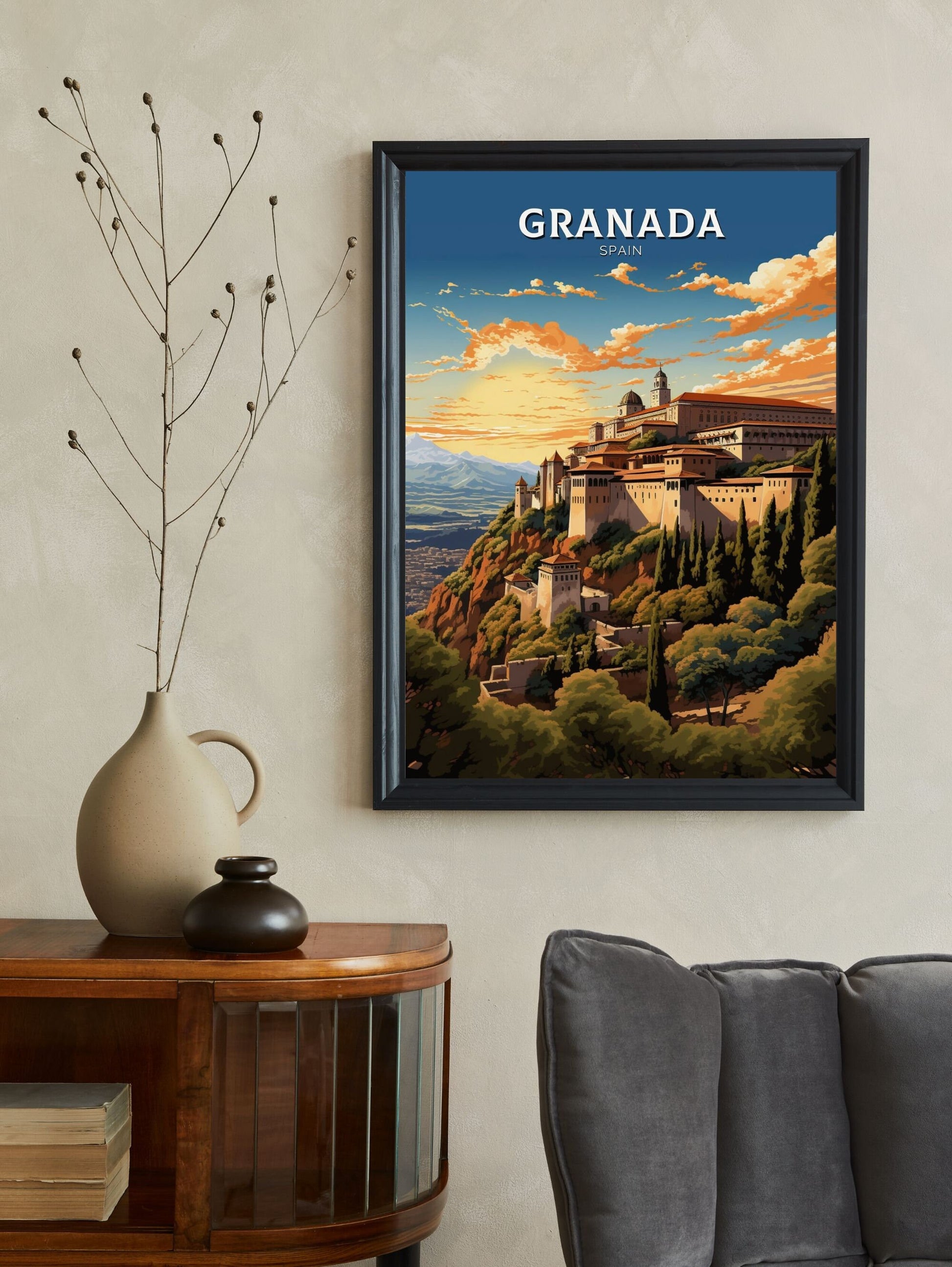 Granada Print | Granada Travel Poster | Granada Illustration | Granada Wall Art | Spain Print | Granada Spain Painting | Granada Art ID 600