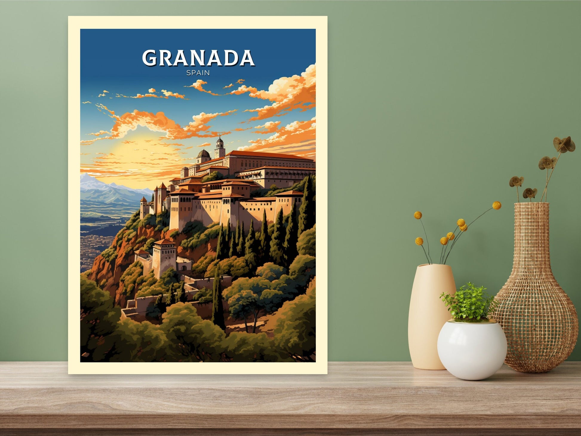 Granada Print | Granada Travel Poster | Granada Illustration | Granada Wall Art | Spain Print | Granada Spain Painting | Granada Art ID 600