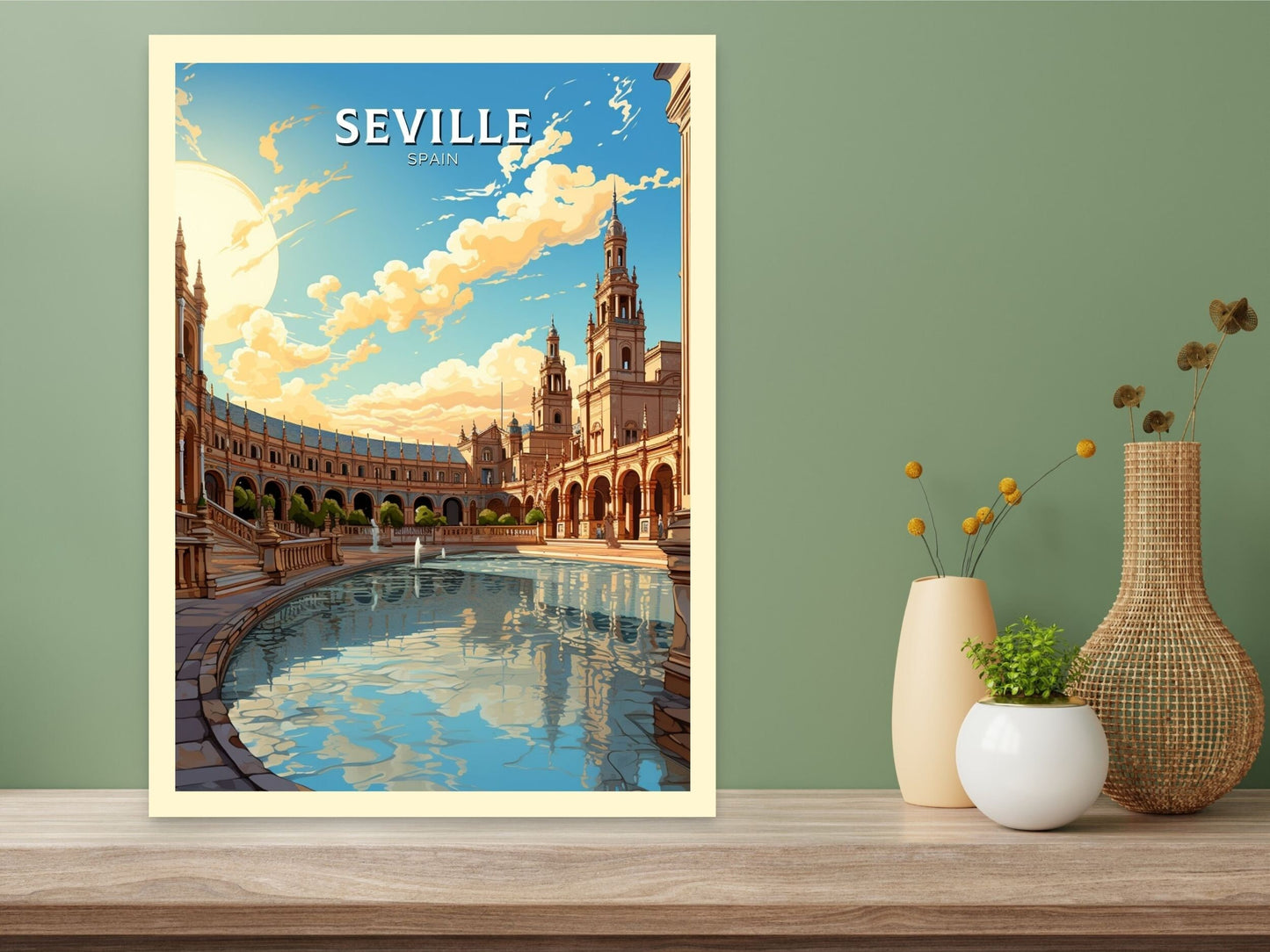 Seville Travel Print | Seville Illustration | Seville Wall Art | Spain Print | Seville Print Design | Seville Spain Painting | ID 601