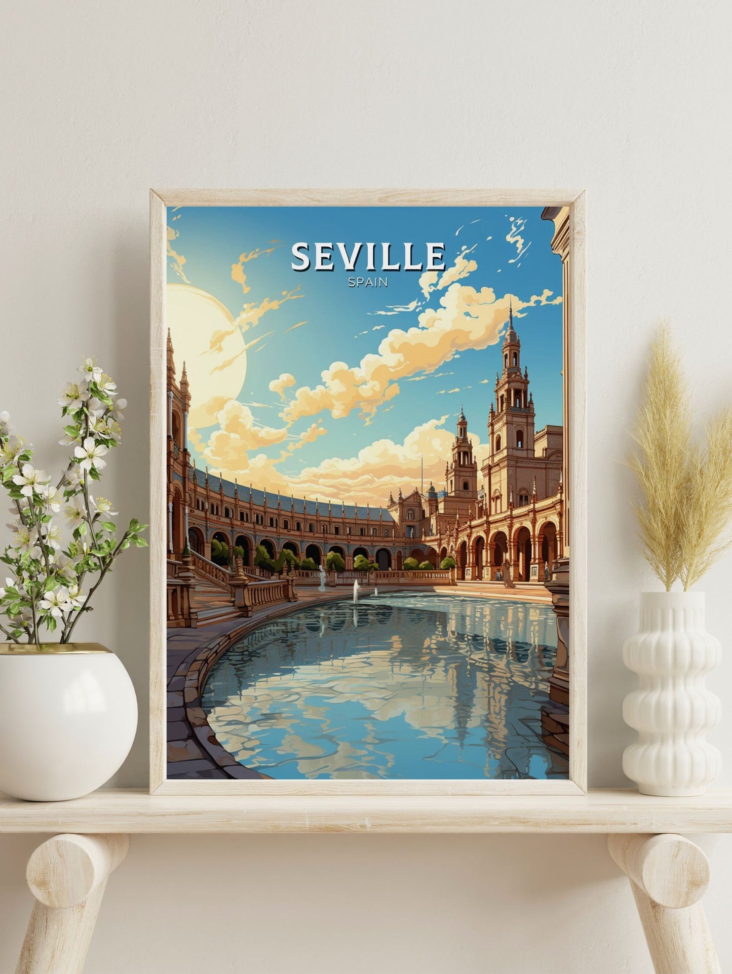 Seville Travel Print | Seville Illustration | Seville Wall Art | Spain Print | Seville Print Design | Seville Spain Painting | ID 601