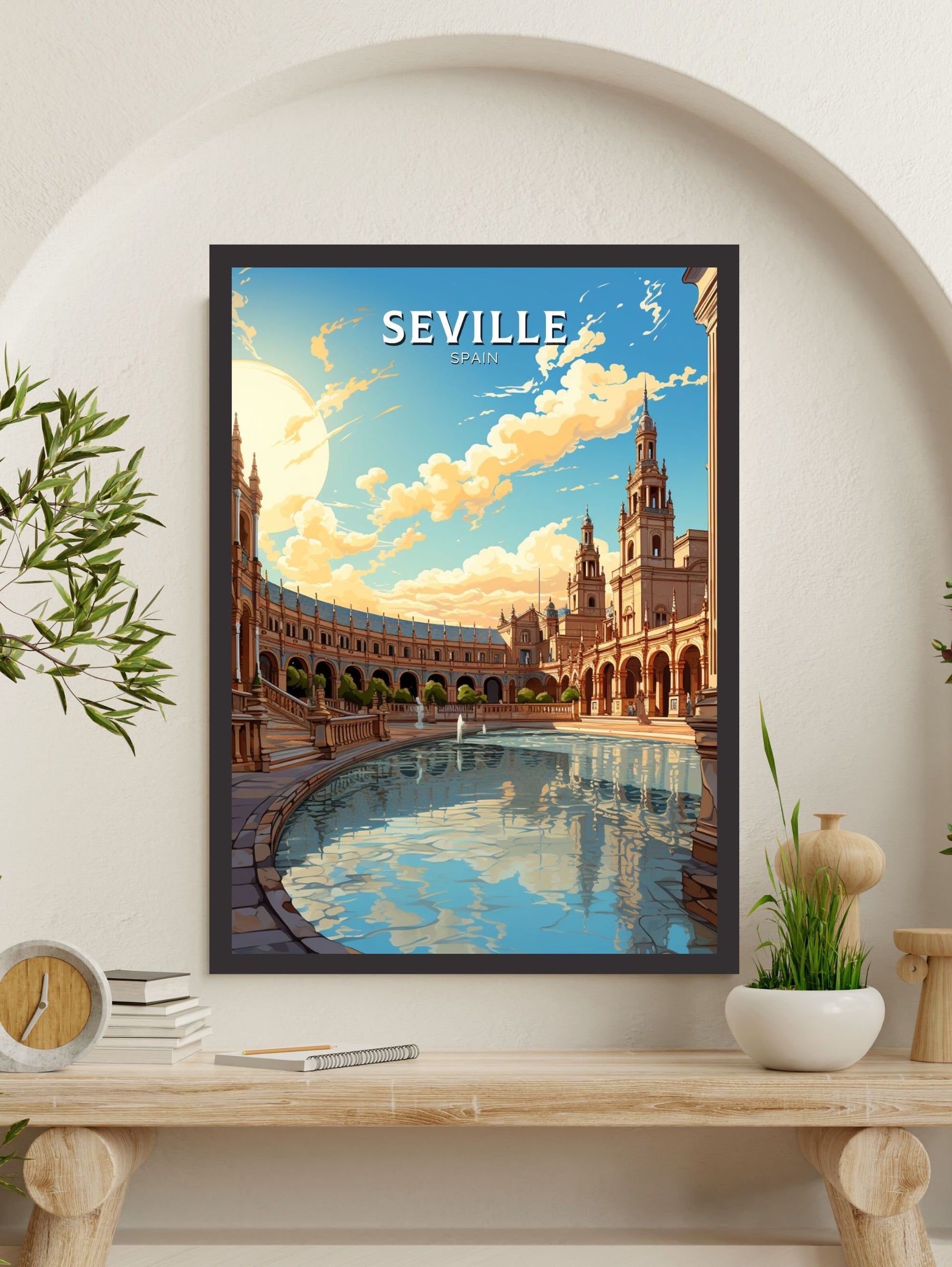 Seville Travel Print | Seville Illustration | Seville Wall Art | Spain Print | Seville Print Design | Seville Spain Painting | ID 601