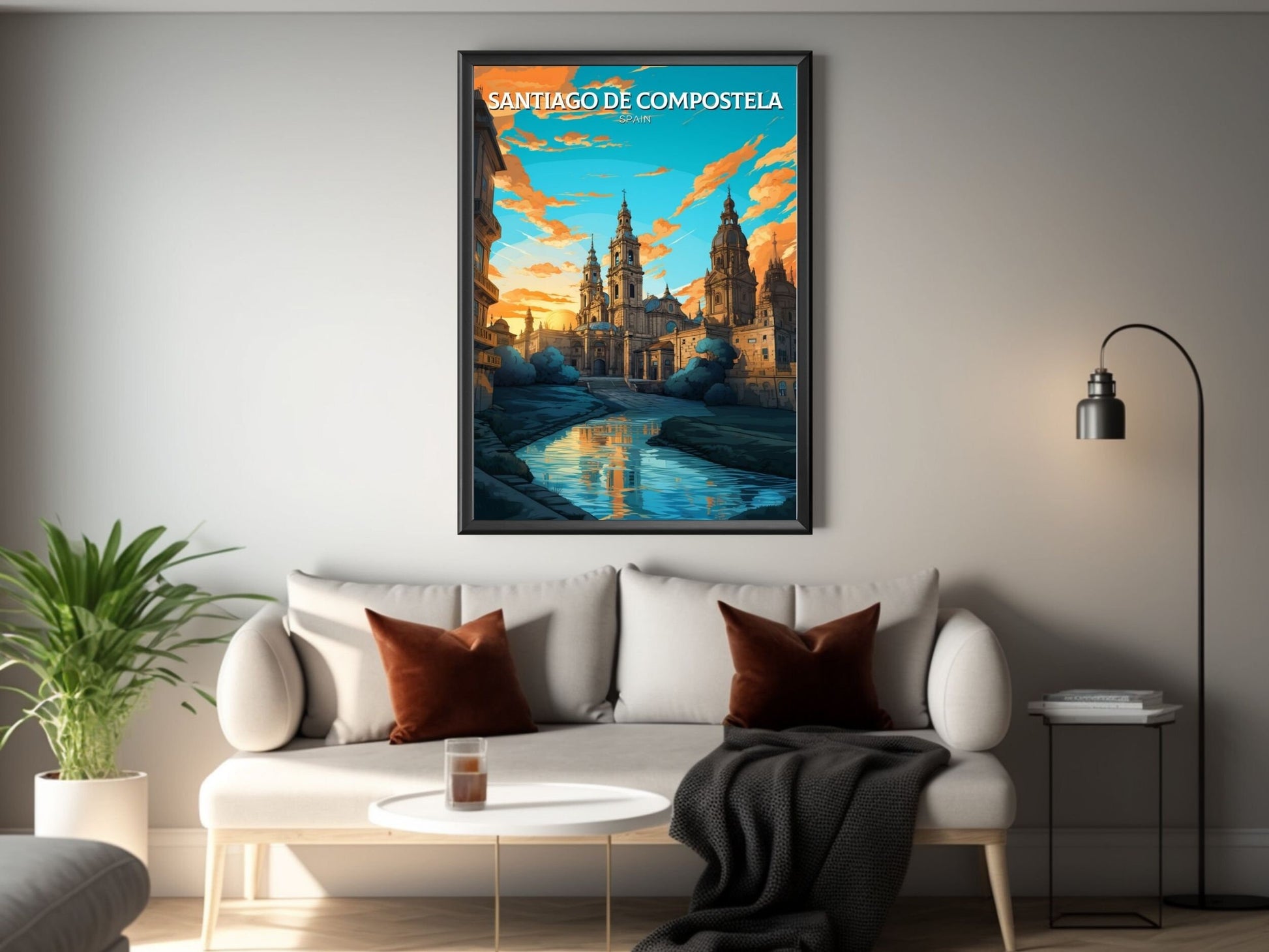 Santiago de Compostela Print | Santiago de Compostela pilgrimage | Compostela Cathedral | Spain Print | Compostela Spain Painting | ID 602