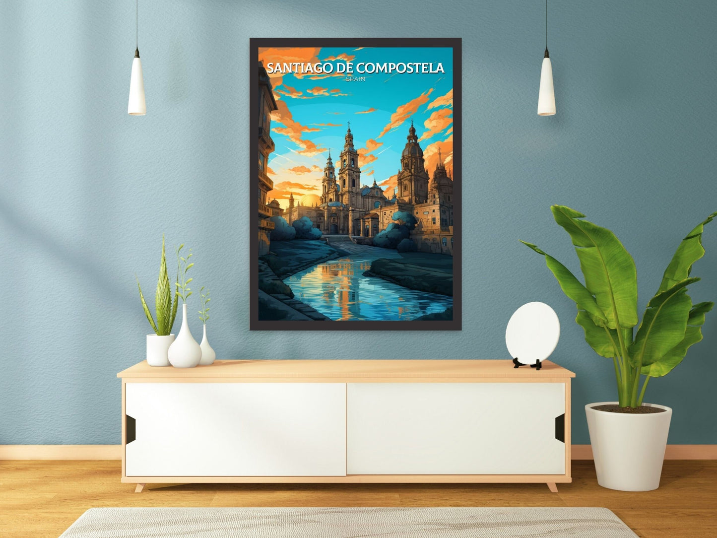 Santiago de Compostela Print | Santiago de Compostela pilgrimage | Compostela Cathedral | Spain Print | Compostela Spain Painting | ID 602