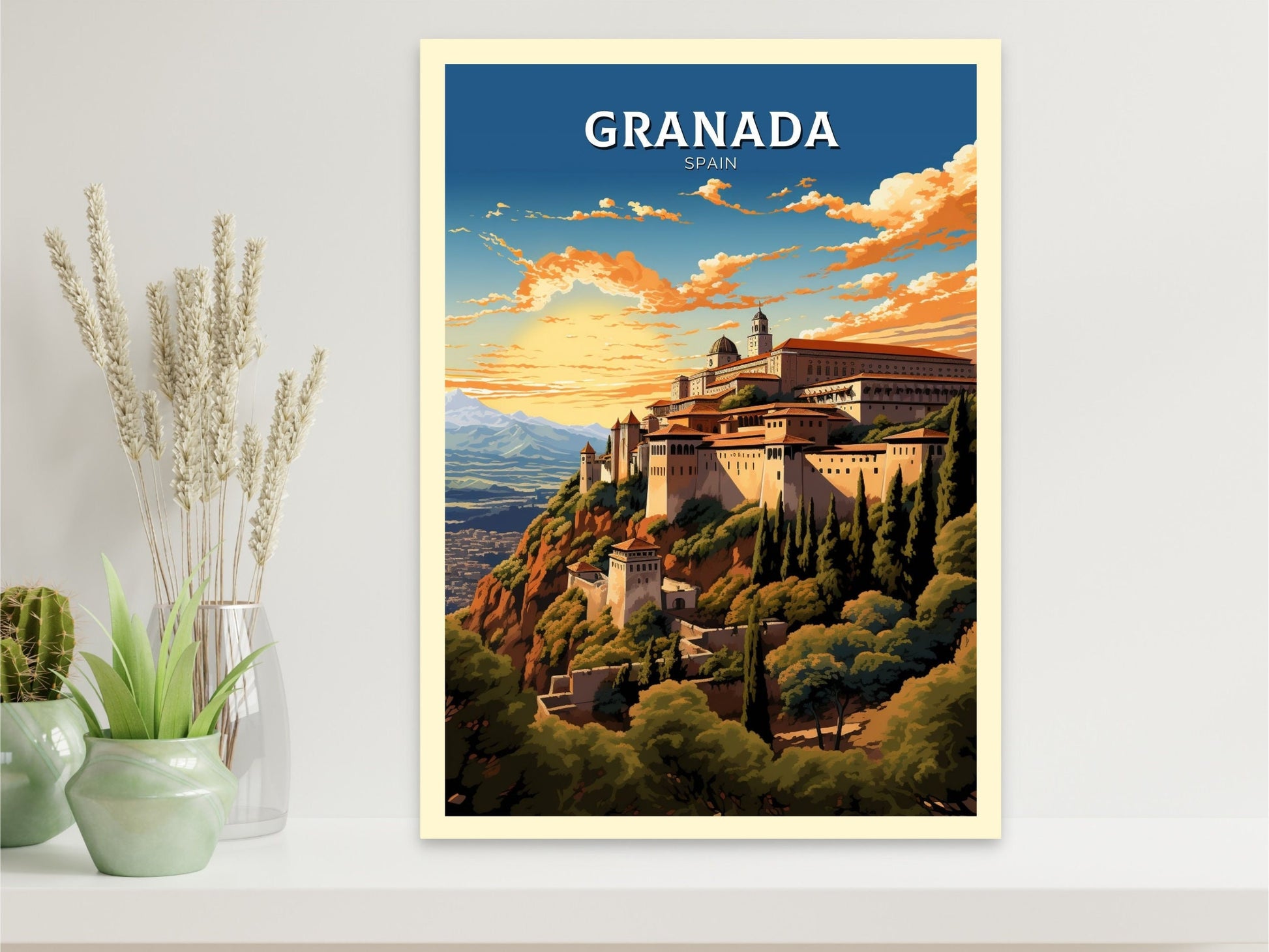 Granada Print | Granada Travel Poster | Granada Illustration | Granada Wall Art | Spain Print | Granada Spain Painting | Granada Art ID 600