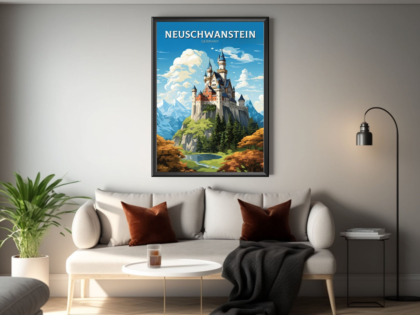 Neuschwanstein Travel Print | Neuschwanstein Illustration | Neuschwanstein Wall Art | Germany Print | Neuschwanstein Print | ID 608