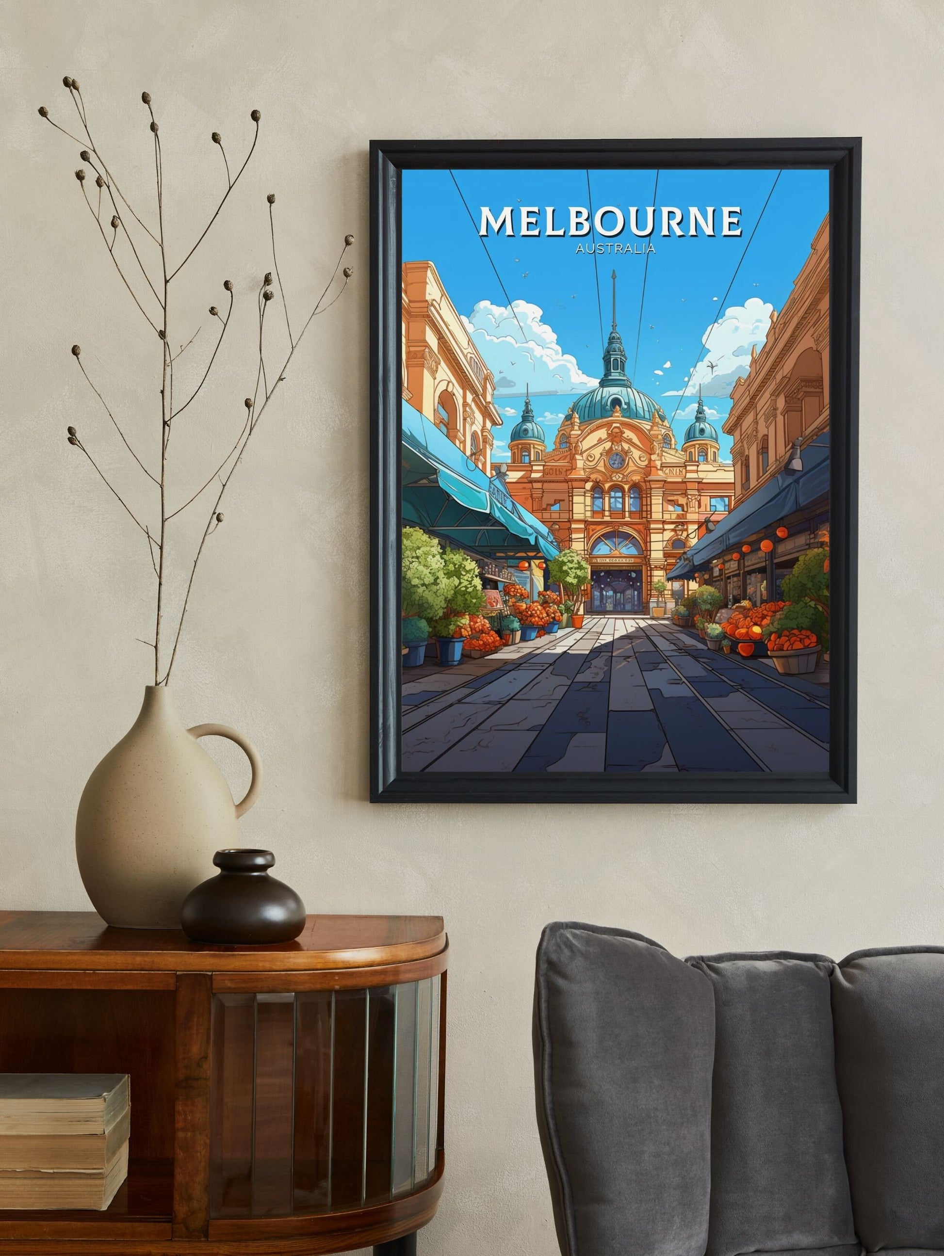 Melbourne Print | Melbourne Illustration | Melbourne Station | Australia Print | Australia Wall Art | Australia Poster | ID 612