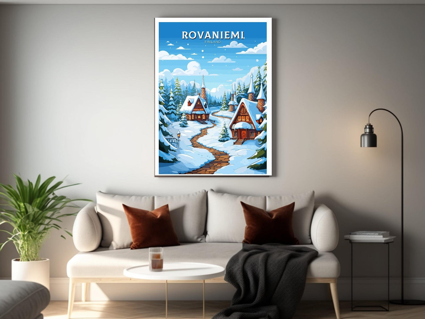 Rovaniemi Travel Print | Rovaniemi Poster | Rovaniemi Print | Rovaniemi Illustration | Finland Poster | Santa Claus Village ID 568