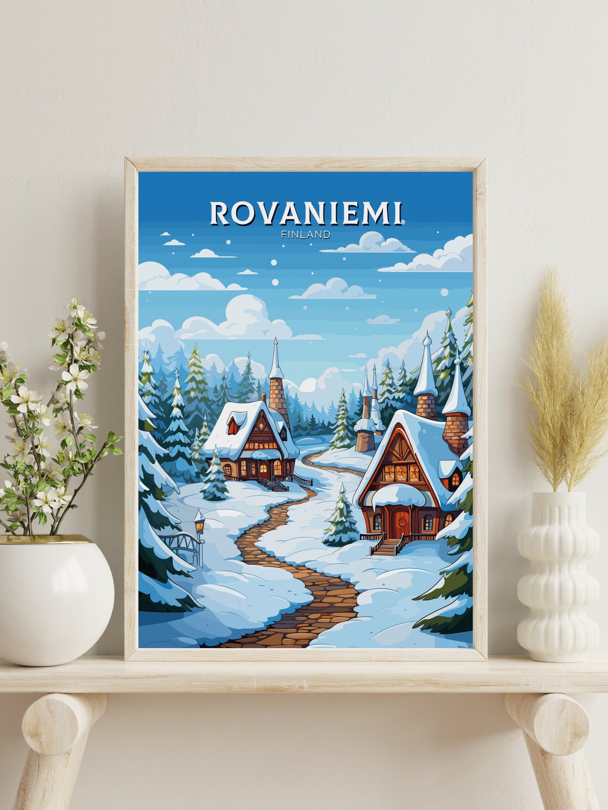 Rovaniemi Travel Print | Rovaniemi Poster | Rovaniemi Print | Rovaniemi Illustration | Finland Poster | Santa Claus Village ID 568