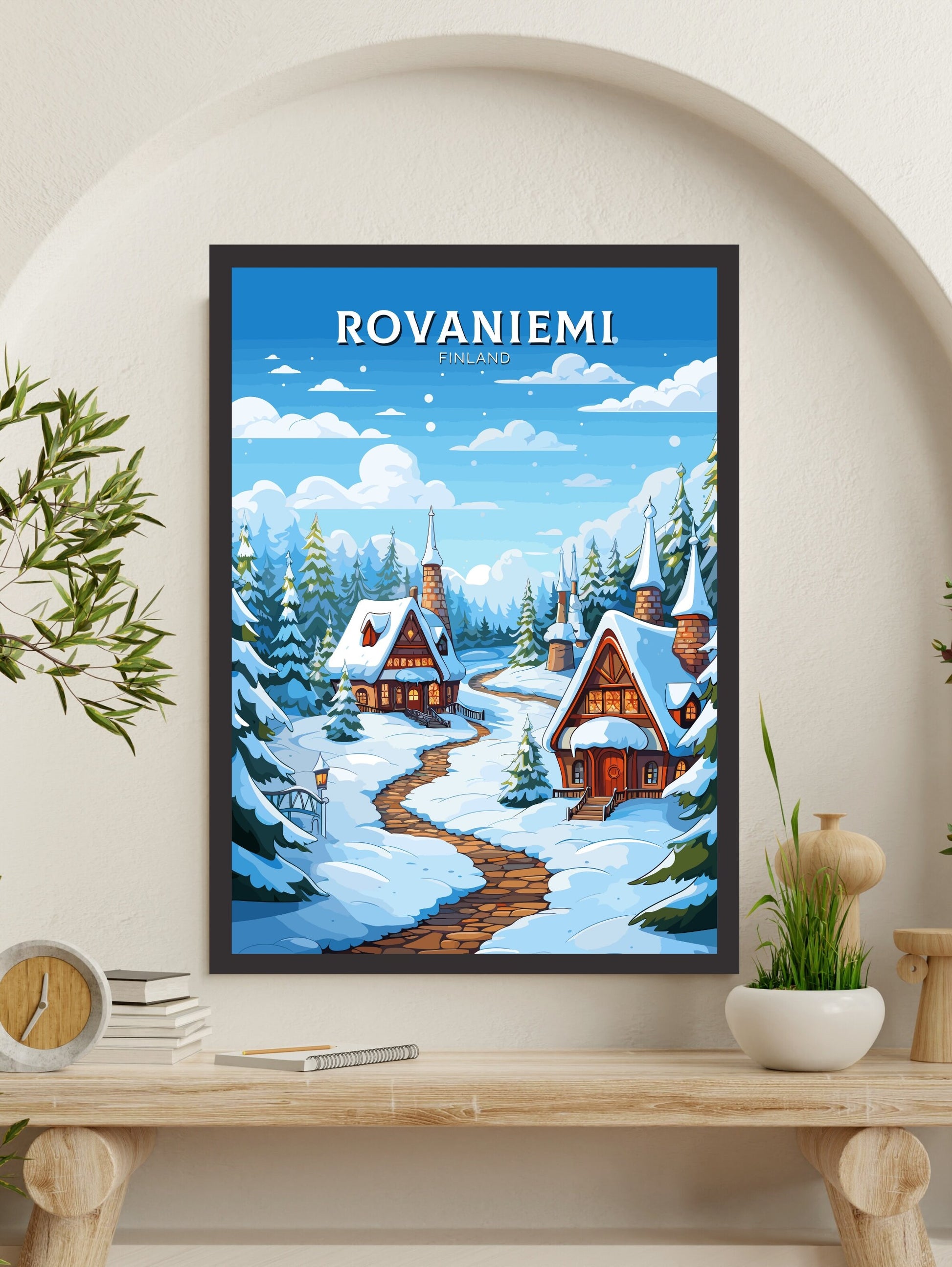 Rovaniemi Travel Print | Rovaniemi Poster | Rovaniemi Print | Rovaniemi Illustration | Finland Poster | Santa Claus Village ID 568