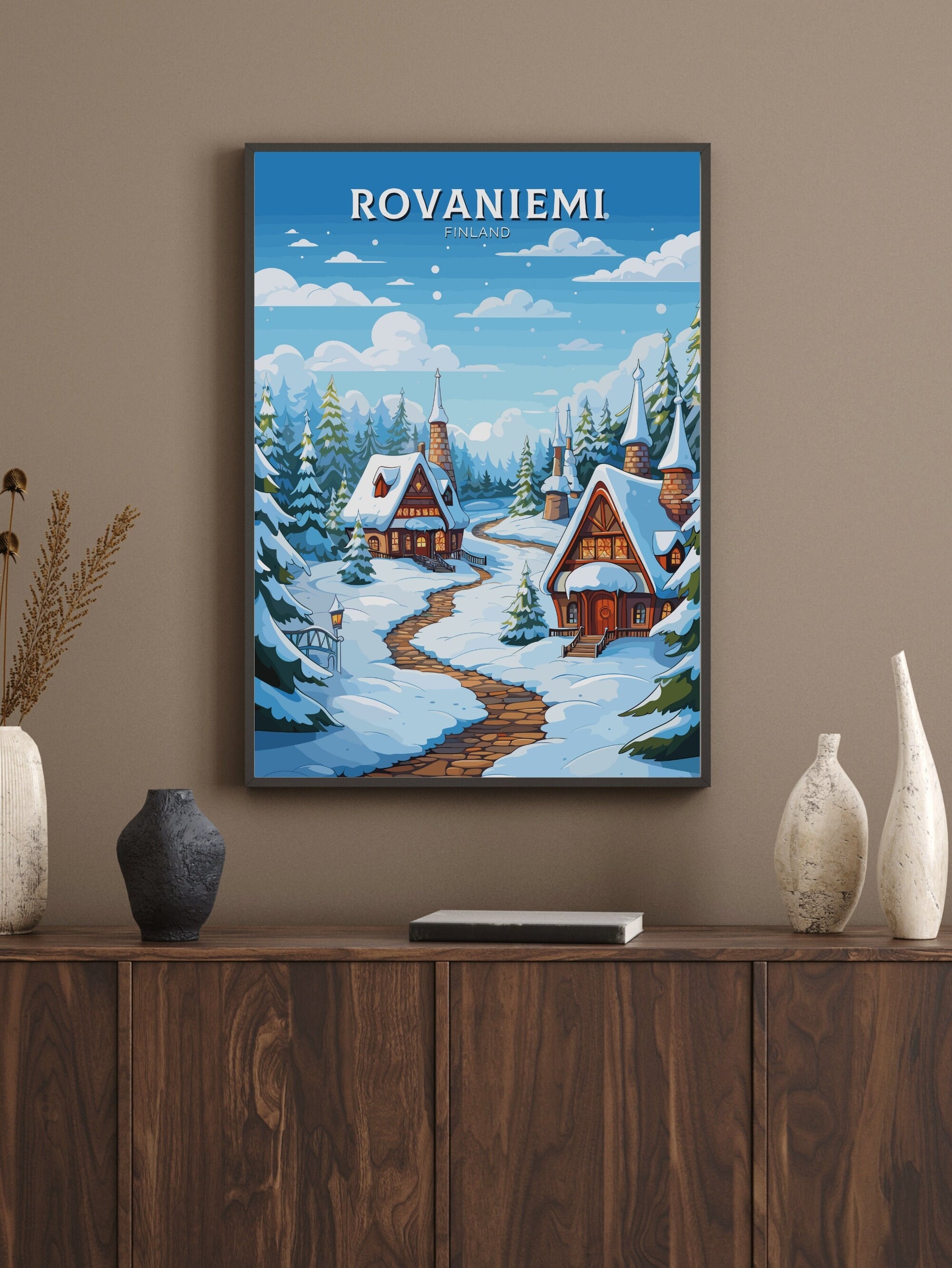 Rovaniemi Travel Print | Rovaniemi Poster | Rovaniemi Print | Rovaniemi Illustration | Finland Poster | Santa Claus Village ID 568