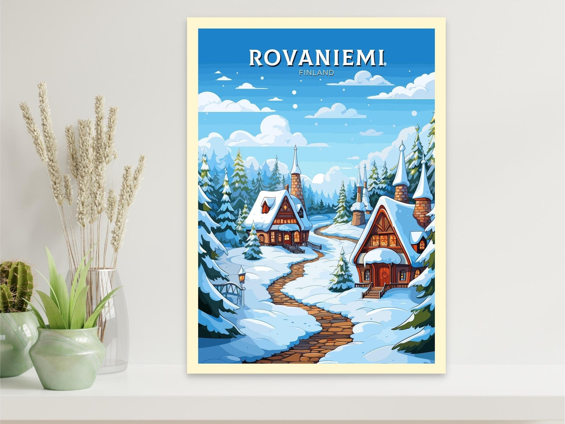 Rovaniemi Travel Print | Rovaniemi Poster | Rovaniemi Print | Rovaniemi Illustration | Finland Poster | Santa Claus Village ID 568