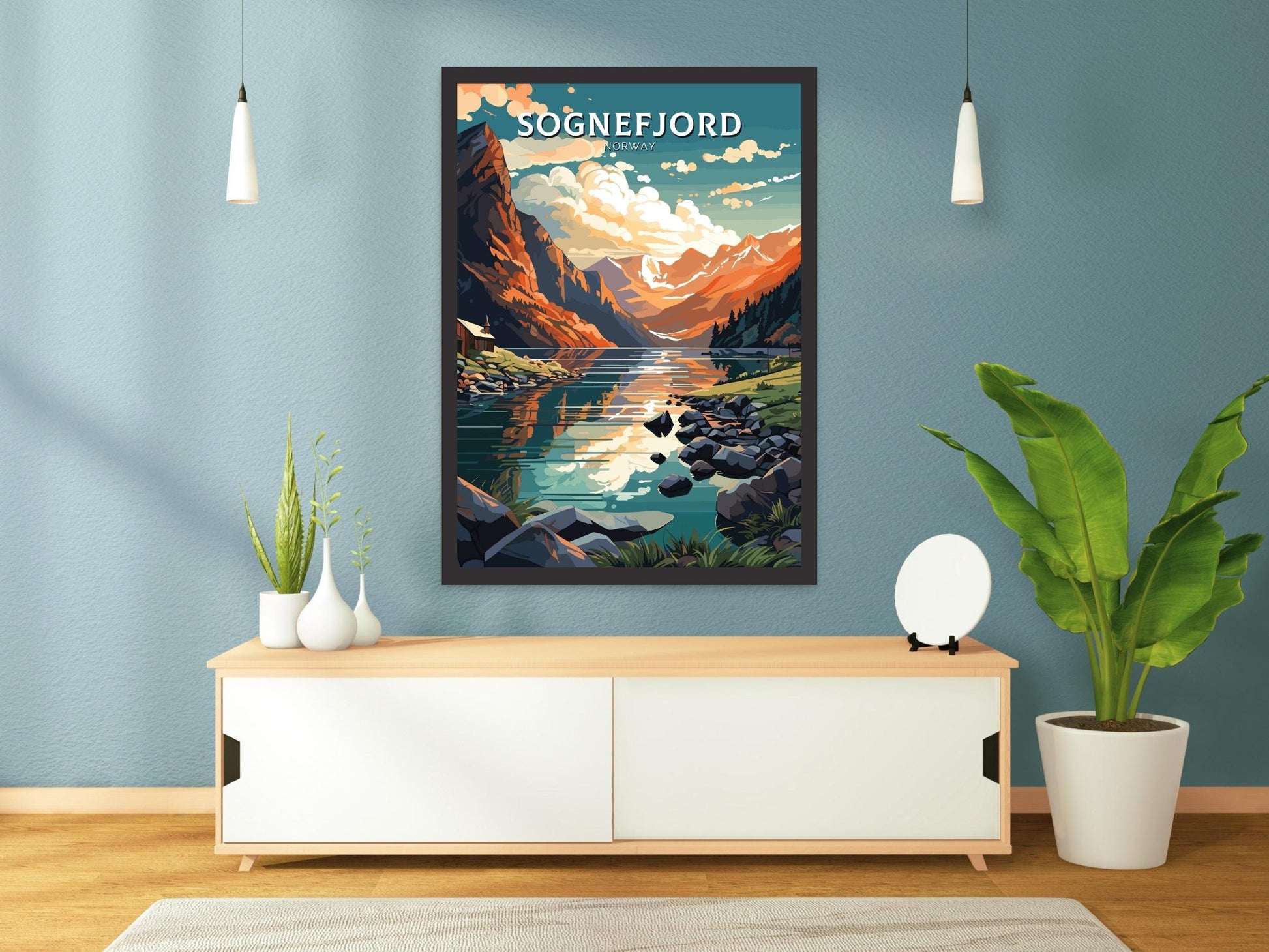 Sognefjord Travel Print | Norway Poster | Sognefjord Wall Art | Sognefjord Print | Sognefjord Travel Poster | Norway Fjords | ID 570