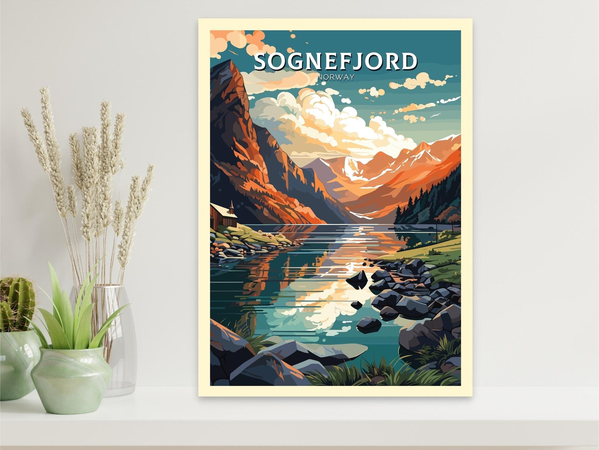 Sognefjord Travel Print | Norway Poster | Sognefjord Wall Art | Sognefjord Print | Sognefjord Travel Poster | Norway Fjords | ID 570