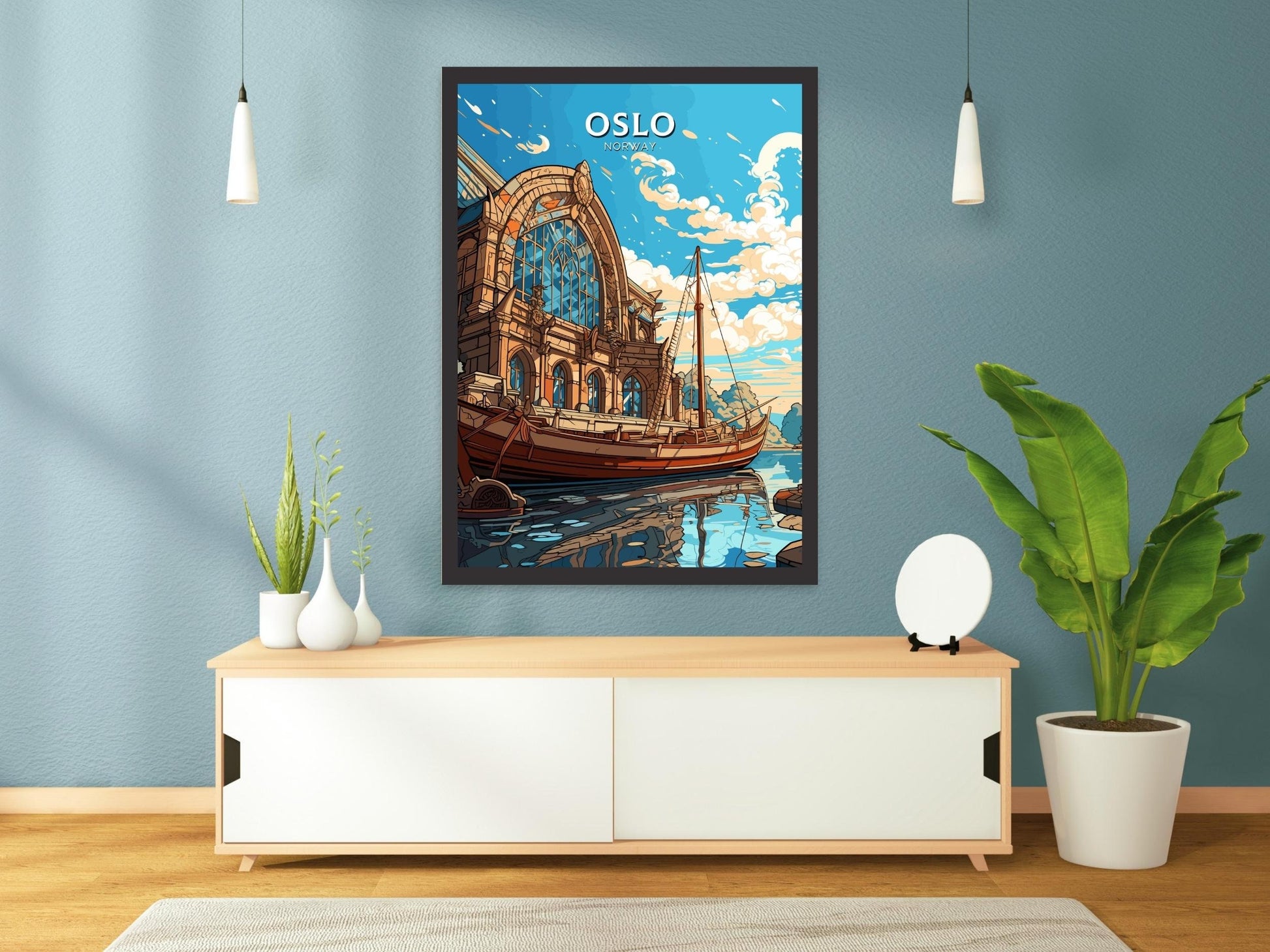 Oslo Poster | Oslo Print | Oslo Norway | Oslo Wall Art | Illustration | Travel Gift | Norway Print | Norway Art | Viking Ship Museum ID 572