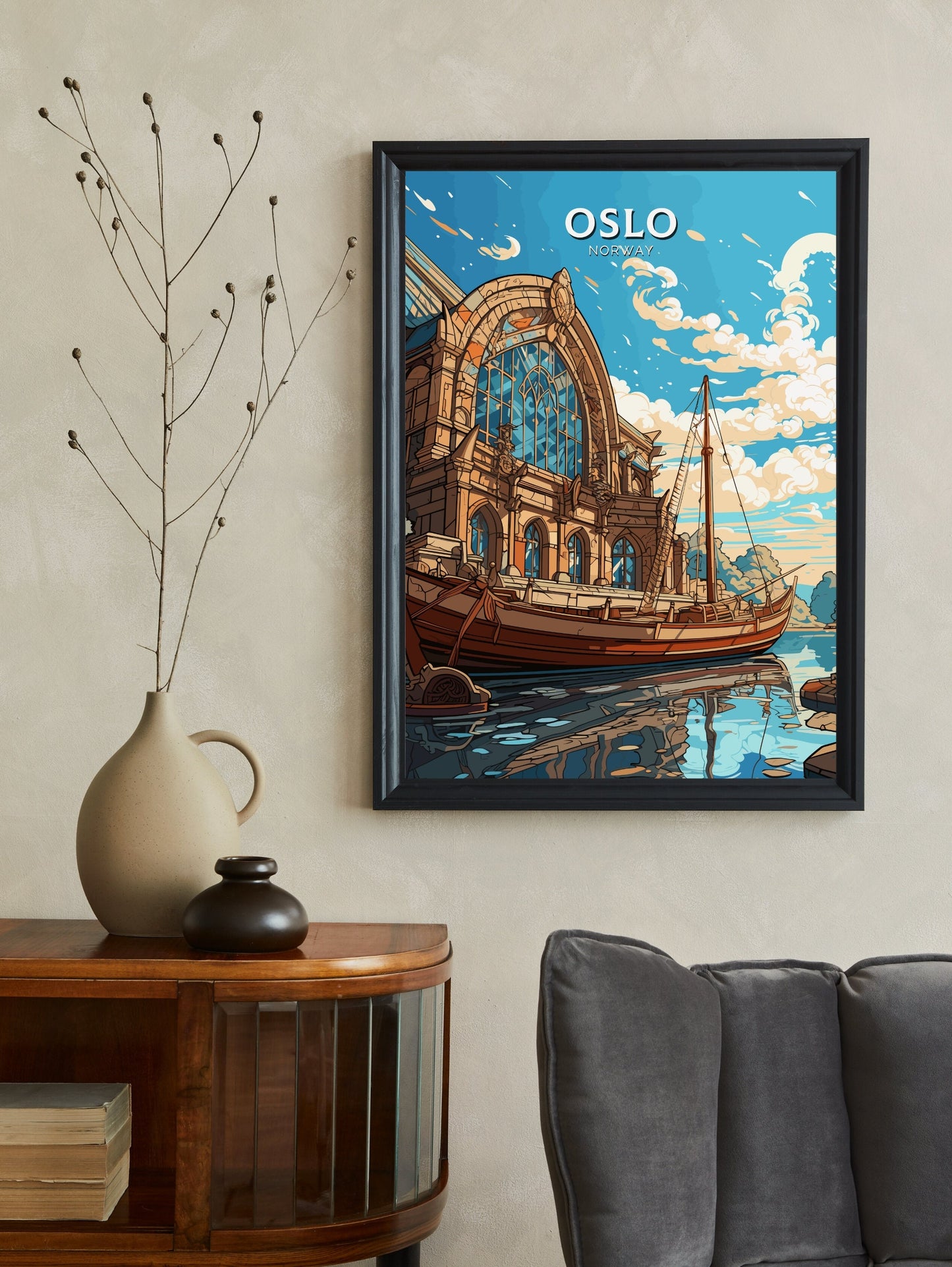 Oslo Poster | Oslo Print | Oslo Norway | Oslo Wall Art | Illustration | Travel Gift | Norway Print | Norway Art | Viking Ship Museum ID 572