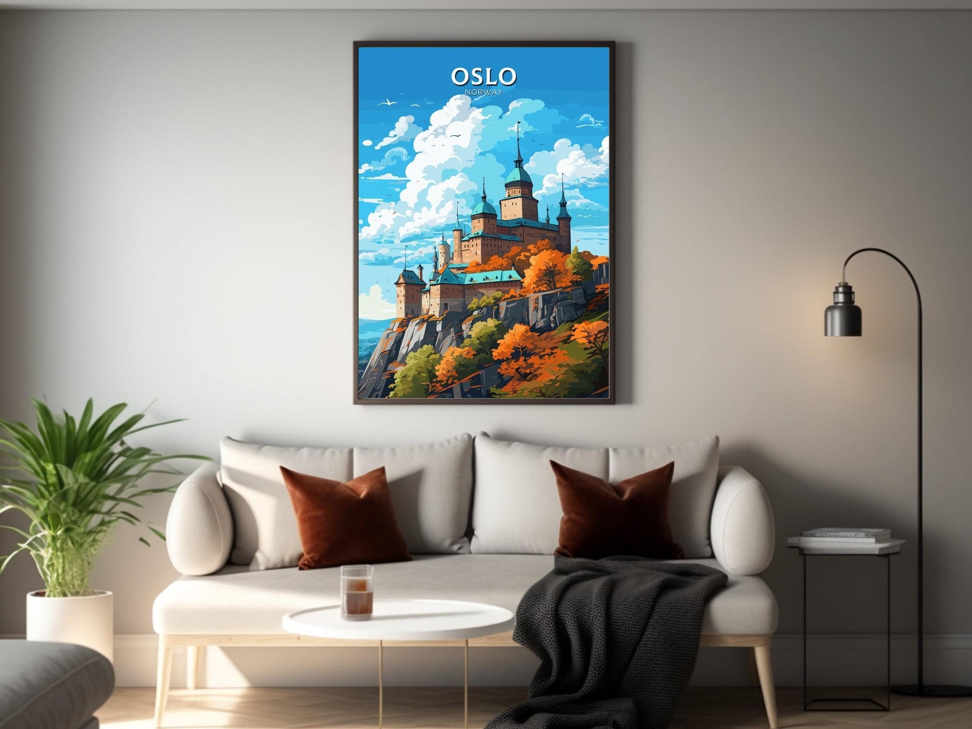 Oslo Print | Oslo Poster | Oslo Norway | Oslo Wall Art | Illustration | Travel Gift | Norway Print | Norway Art | Akershus Fortress ID 574