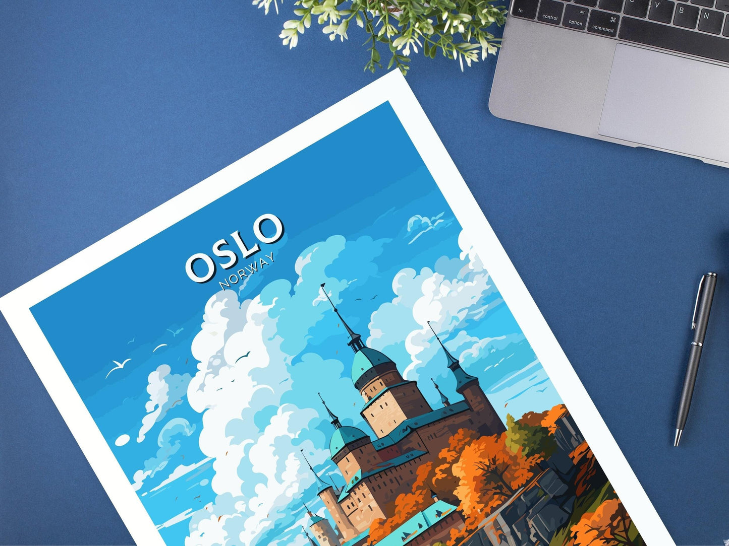 Oslo Print | Oslo Poster | Oslo Norway | Oslo Wall Art | Illustration | Travel Gift | Norway Print | Norway Art | Akershus Fortress ID 574