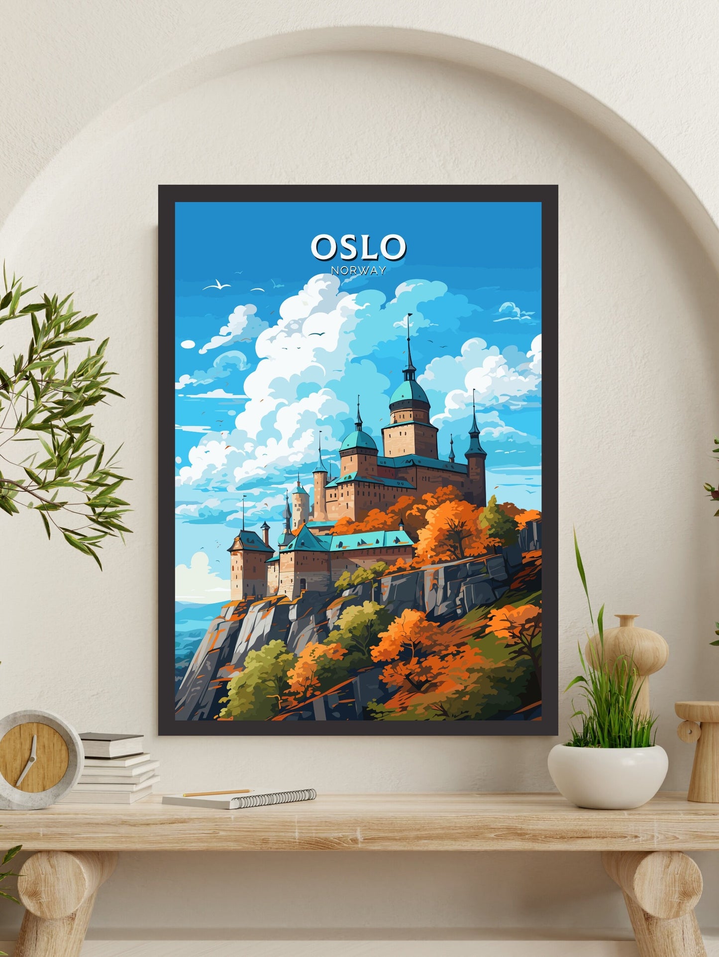 Oslo Print | Oslo Poster | Oslo Norway | Oslo Wall Art | Illustration | Travel Gift | Norway Print | Norway Art | Akershus Fortress ID 574